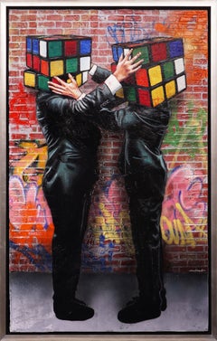 'Puzzled with Graffiti' Street Pop Art Painting on Canvas, Unique, 2021