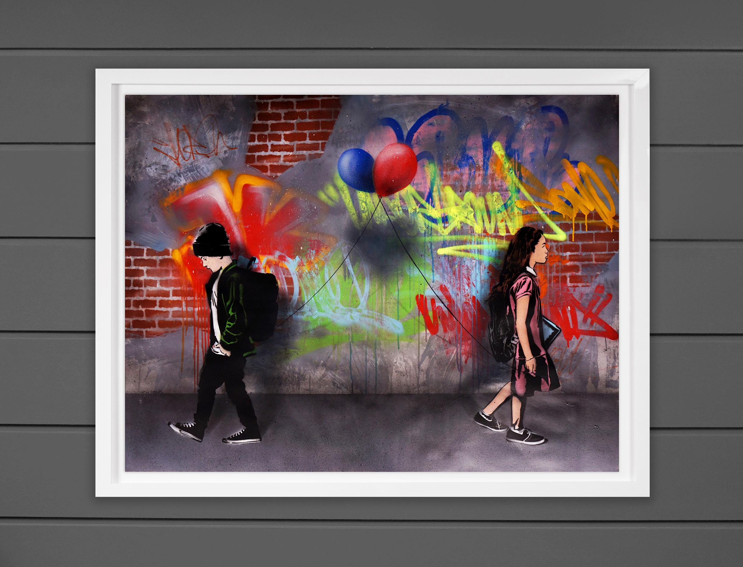 'Static Love with Balloons' Graffiti Street Art Painting, Unique, 2021 9