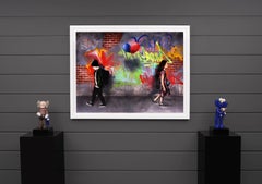 'Static Love with Balloons' Graffiti Street Art Painting, Unique, 2021