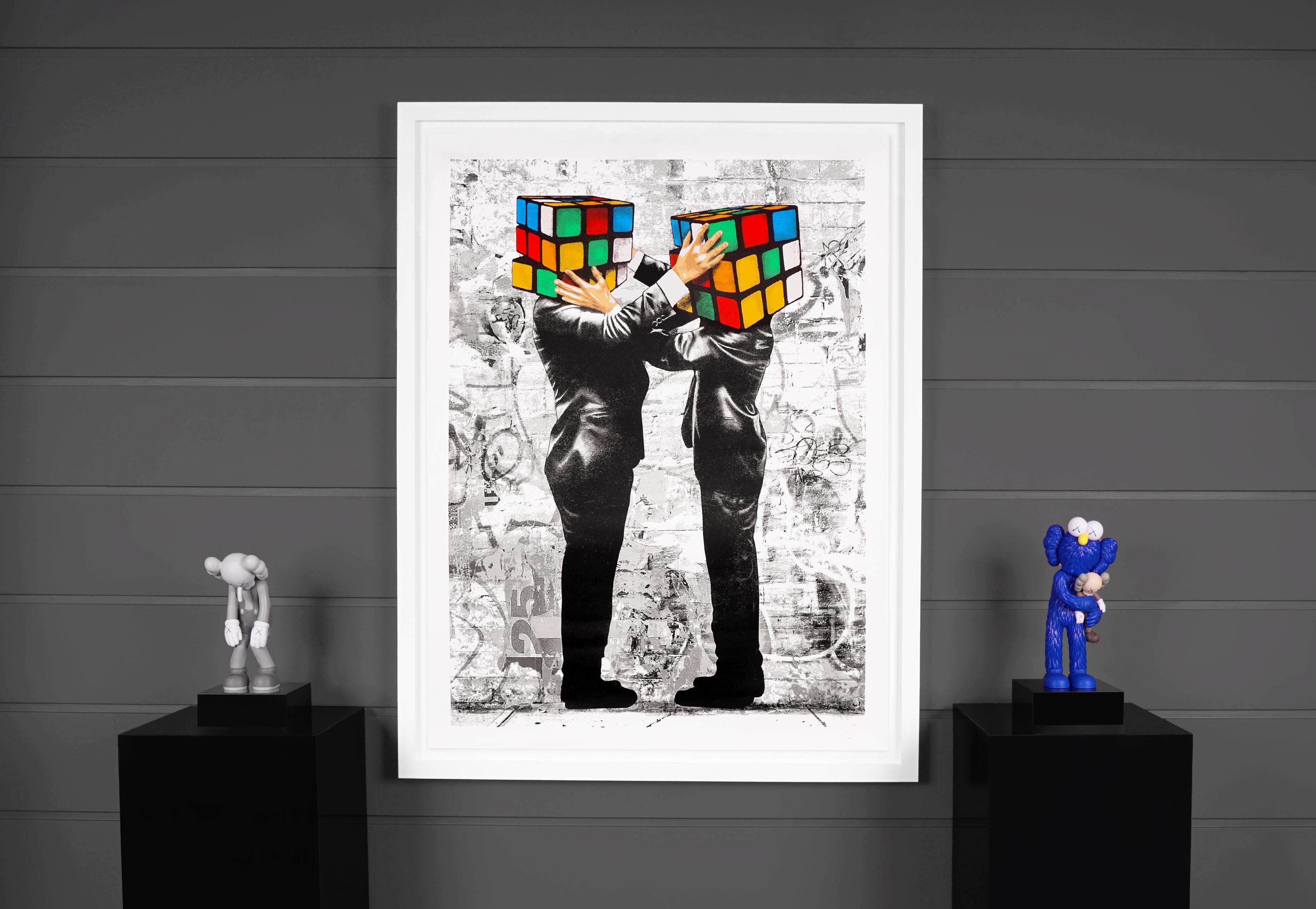 'Puzzled' Limited Edition Street Art Print, 2020 - Gray Landscape Print by Hijack