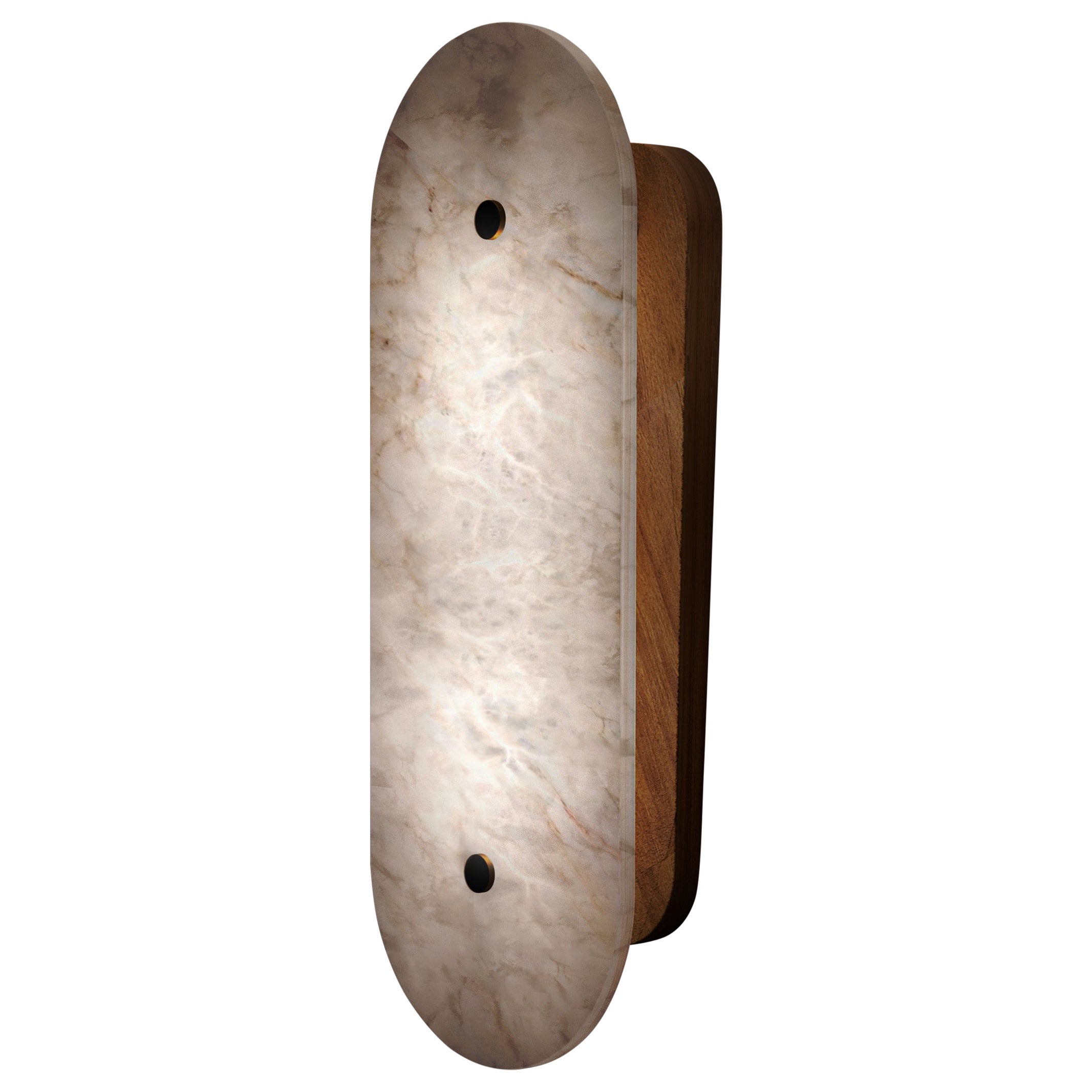 Aplique pequeño de madera de iroko Hikari de Alabastro Italiano