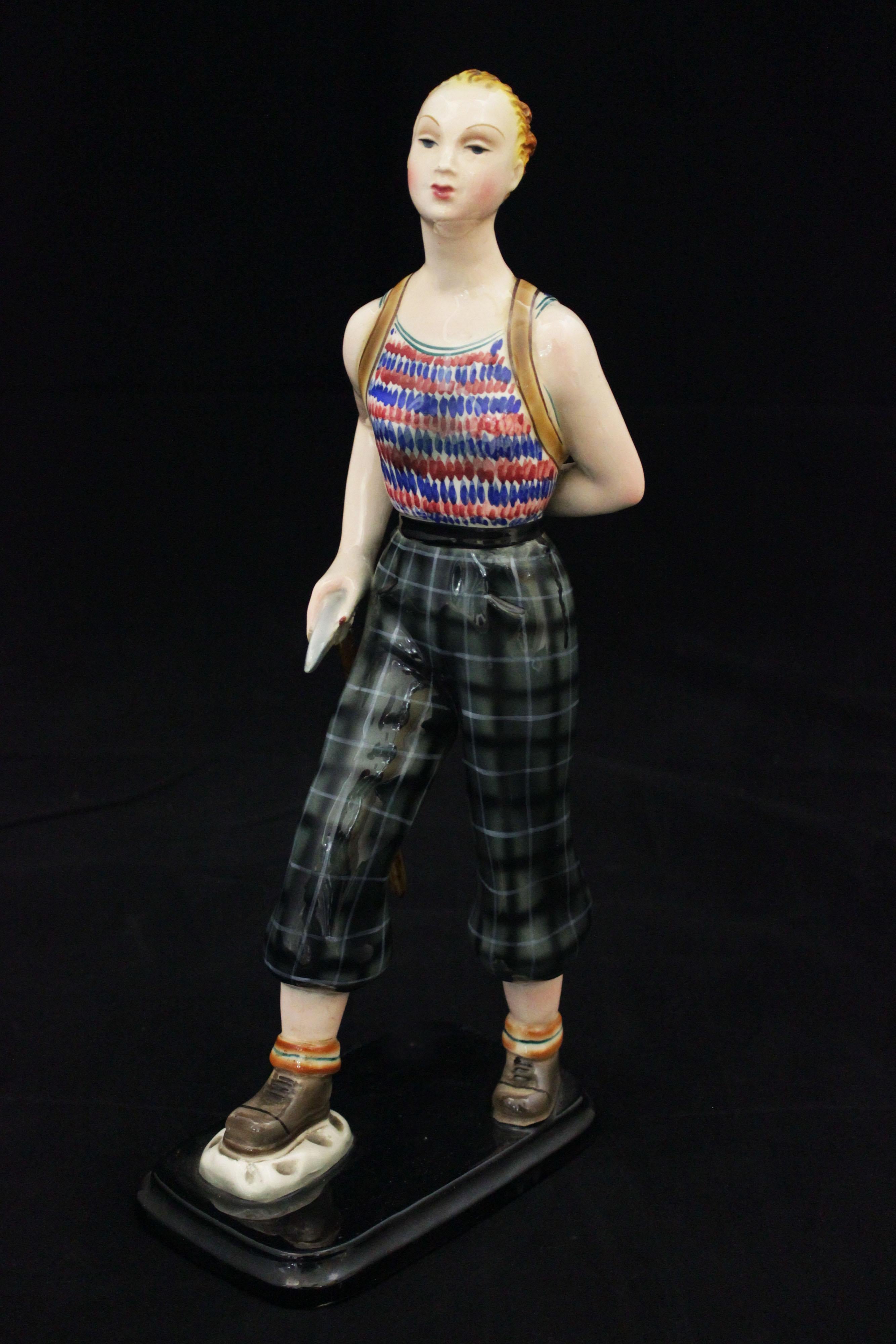 Hiker ceramic sculpture from Amba, 1950s.
Packaging with bubble wrap and cardboard boxes is included. If the wooden packaging is needed (crates or boxes) for US and International Shipping, it's required a separate cost (will be quoted separately).