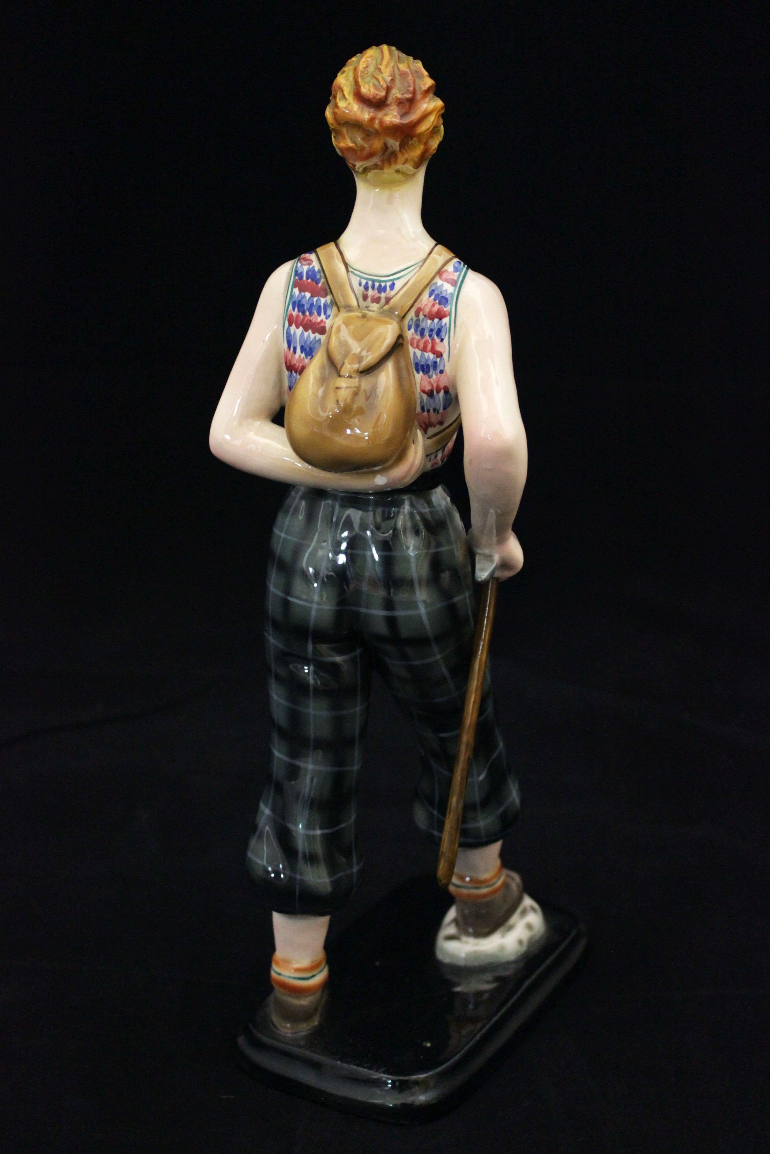 Italian Hiker Ceramic Sculpture from Amba, 1950s For Sale