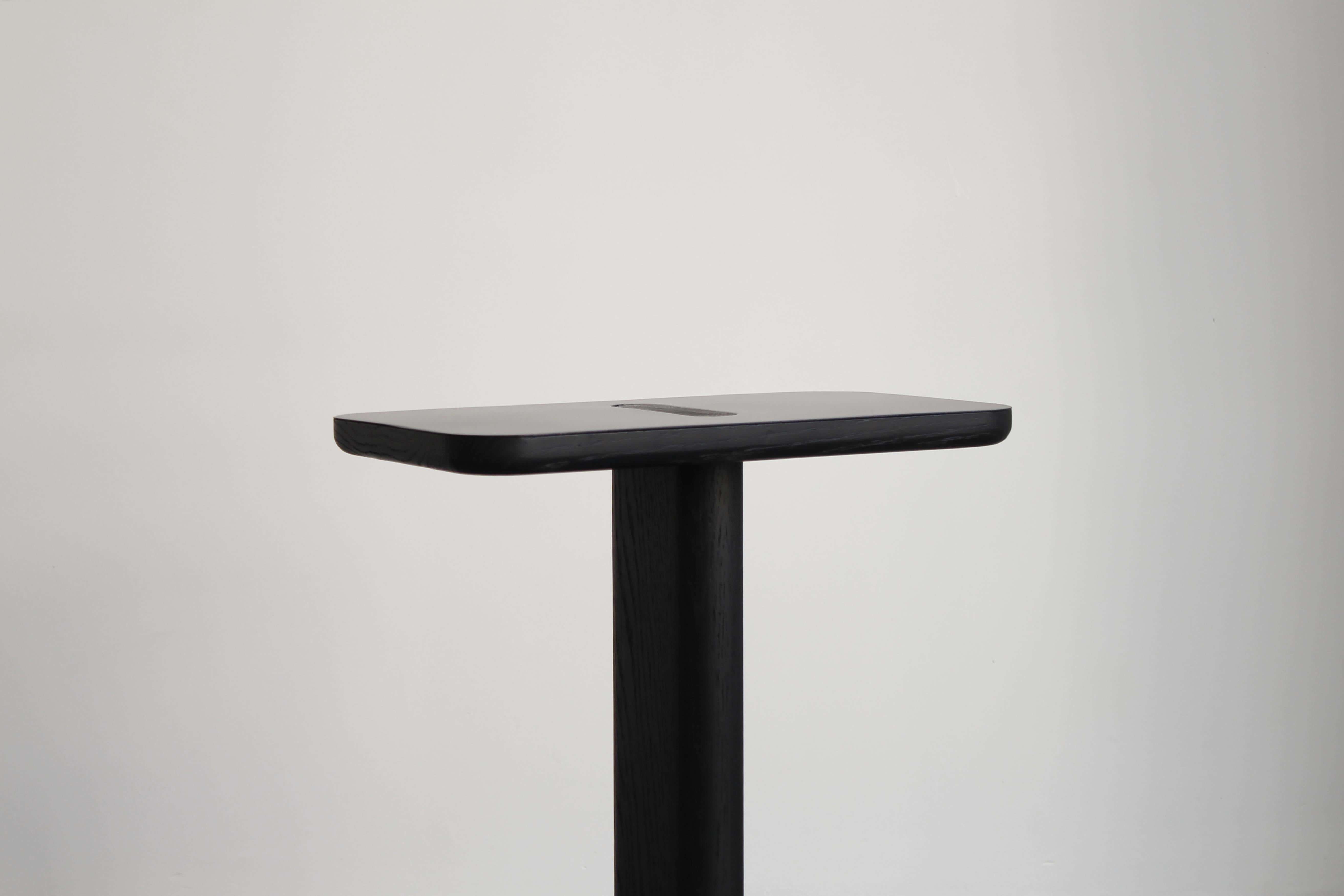 Scandinavian Modern Hiko Side Table in solid white oak with 2mm black coated steel For Sale