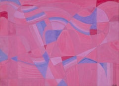 Rosa Studie, 1960er Jahre Abstraktes Gemälde in Mischtechnik Rosa & Blau, Mid-Century Modern