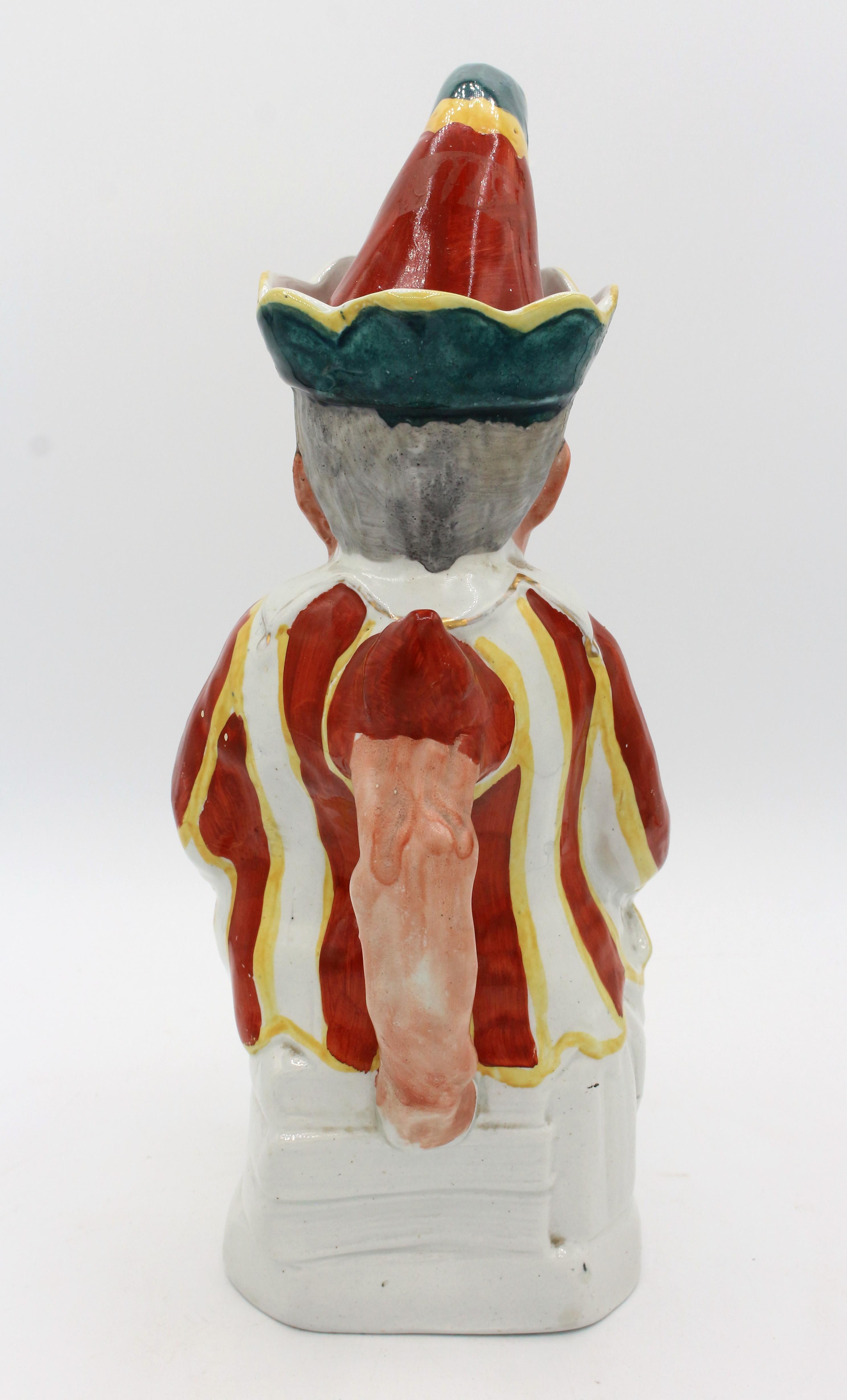 English Hilarious Punch figure Toby Jug by William Machin, England, 1889-1910 For Sale
