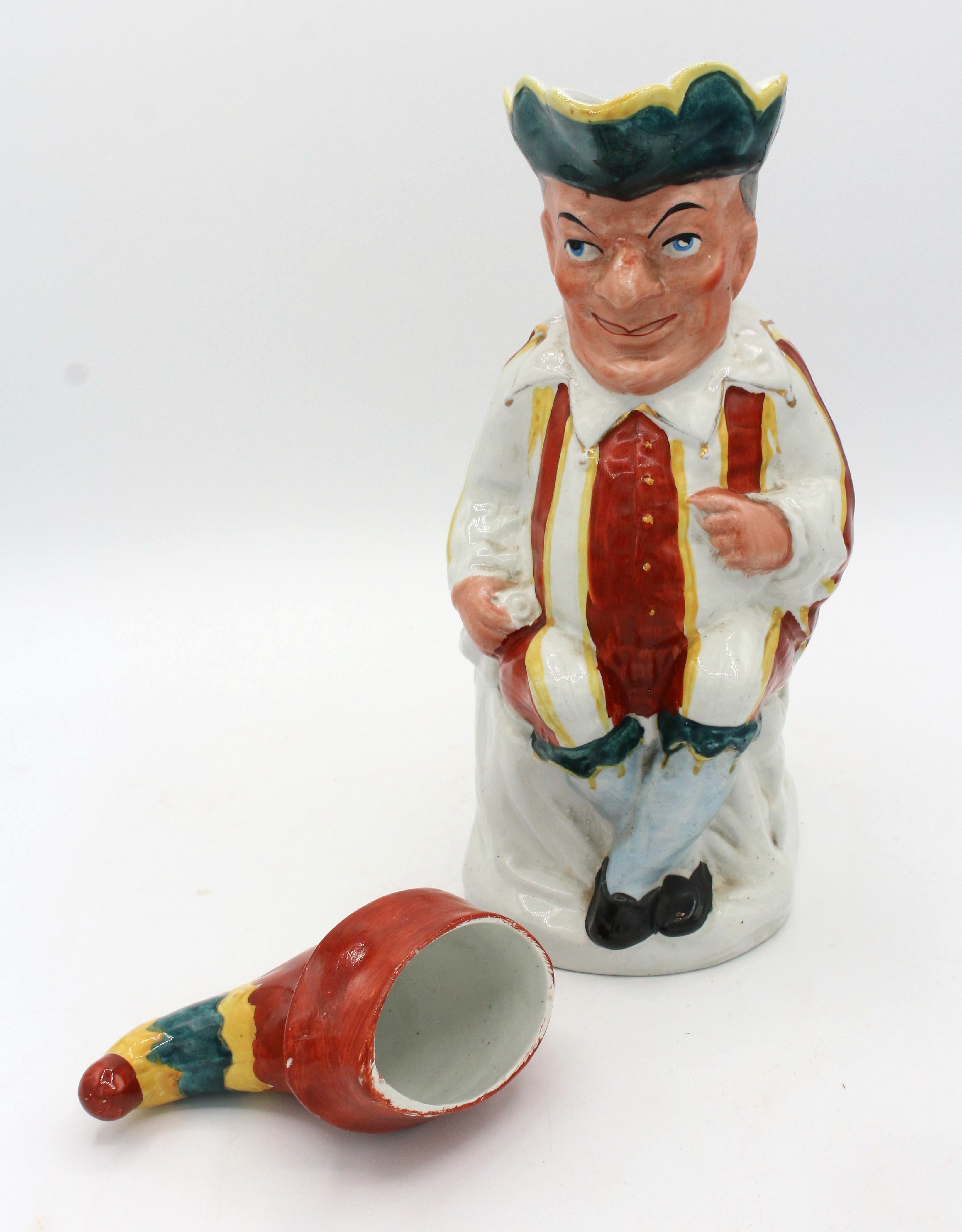19th Century Hilarious Punch figure Toby Jug by William Machin, England, 1889-1910 For Sale