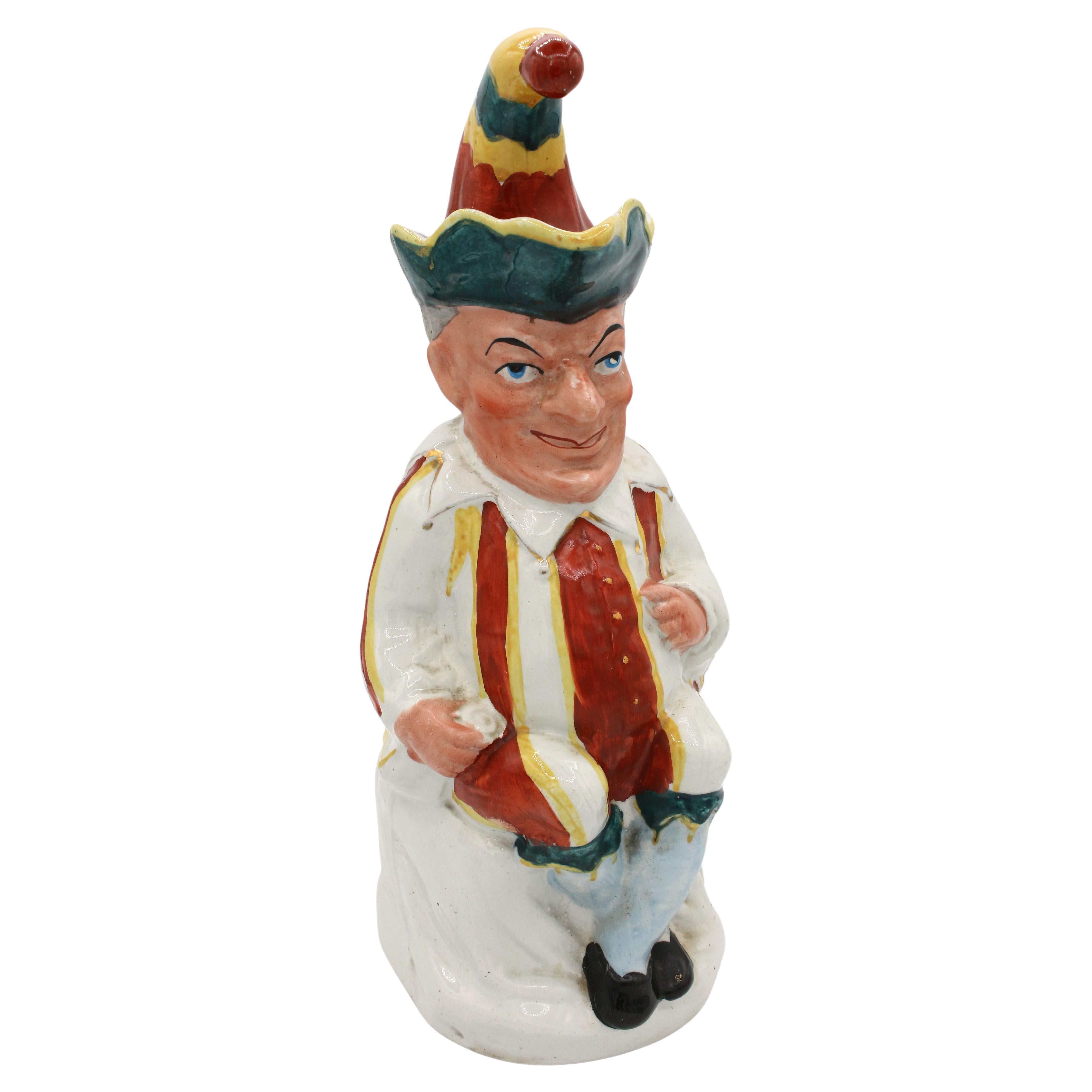 Hilarious Punch figure Toby Jug by William Machin, England, 1889-1910 For Sale