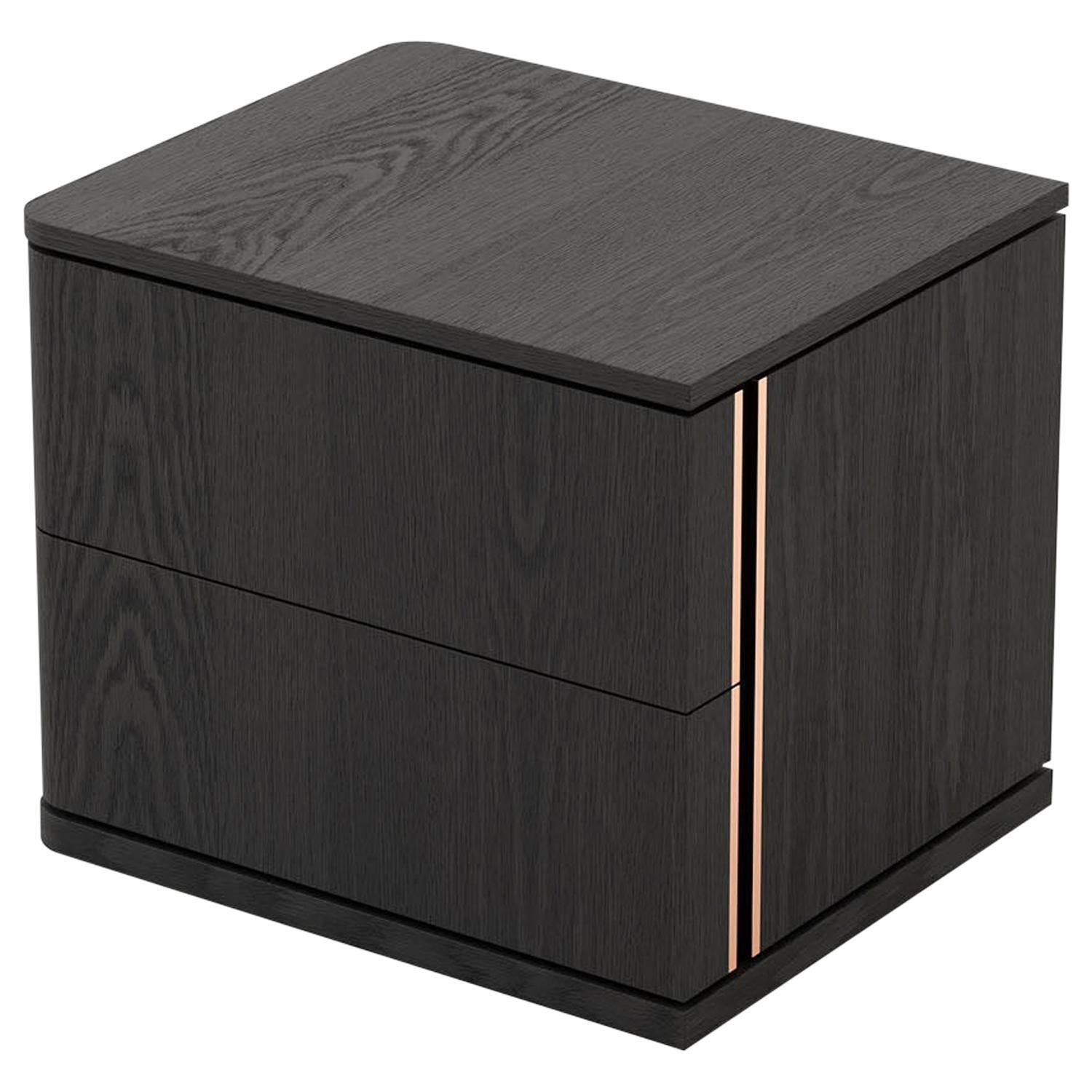 Contemporary wood nightstand with drawers by Laskasas For Sale