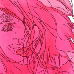 Pink VII - Figurative Portrait Woman Vibrant Pop Art Painting