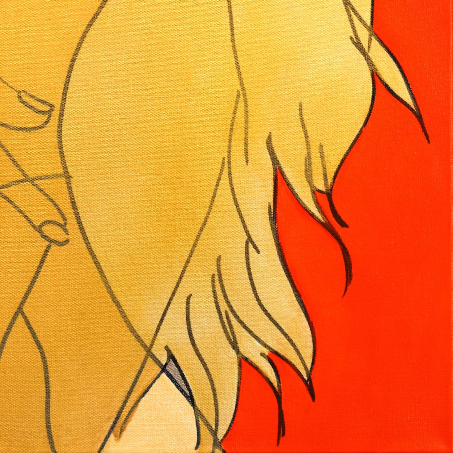 Untitled (Fire III) - Figurative Portrait Red and Yellow Woman Pop Art Painting For Sale 3