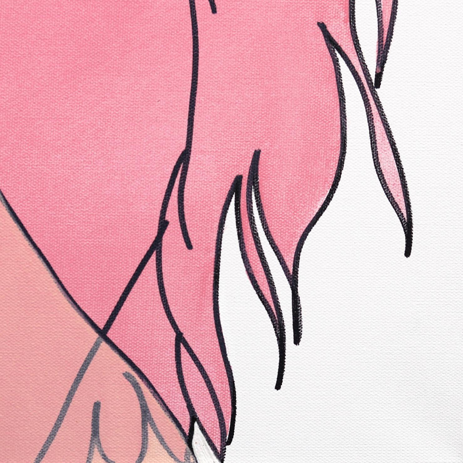 Senza titolo (Pinks XII) - Ritratto Figurativo Donna Pittura Pop Art in vendita 6