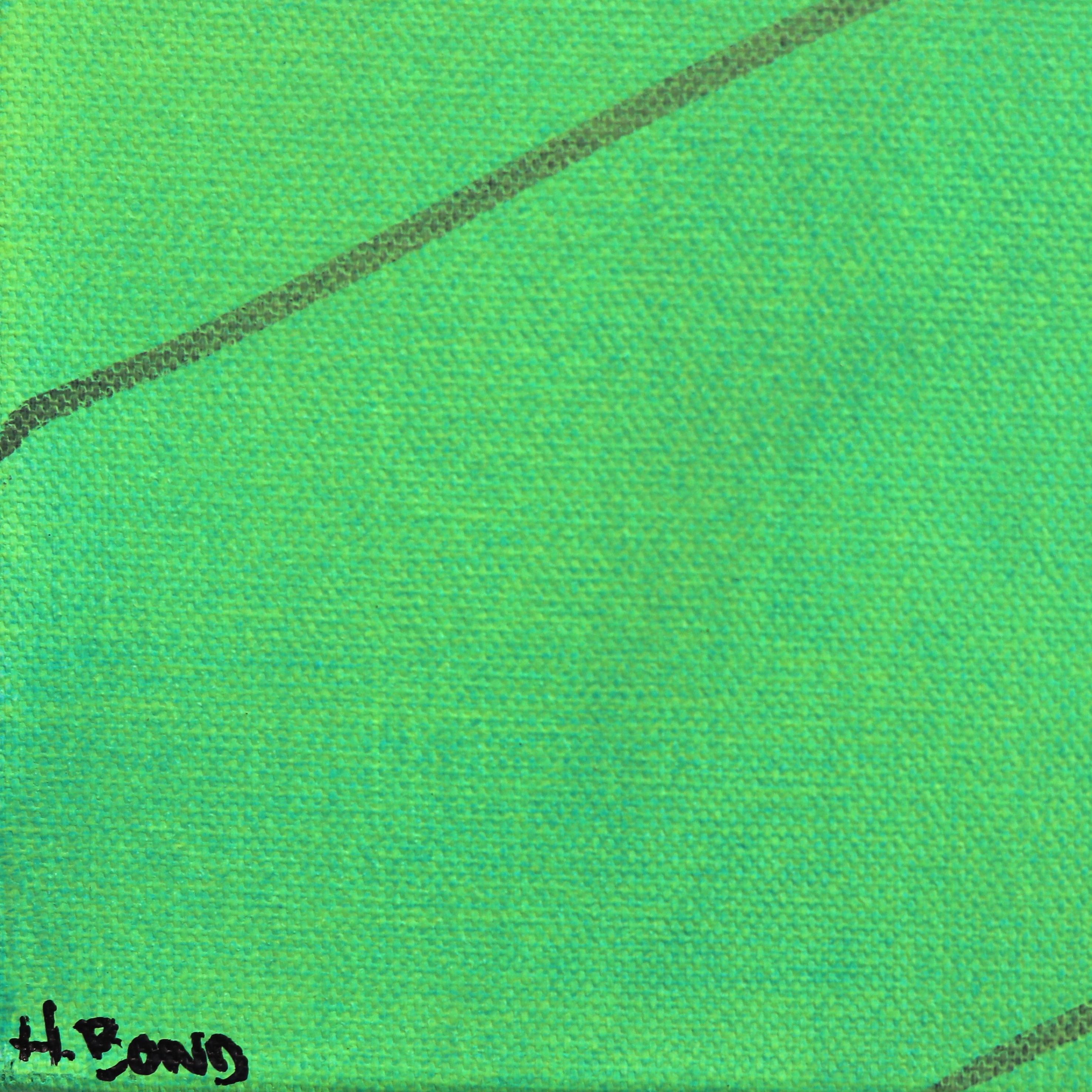 Untitled (Spring I) - Portrait figuratif de femme verte et bleue - Peinture Pop Art en vente 5