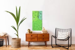Untitled (Spring III) - Figurative Portrait Green and Aqua Woman Pop Art