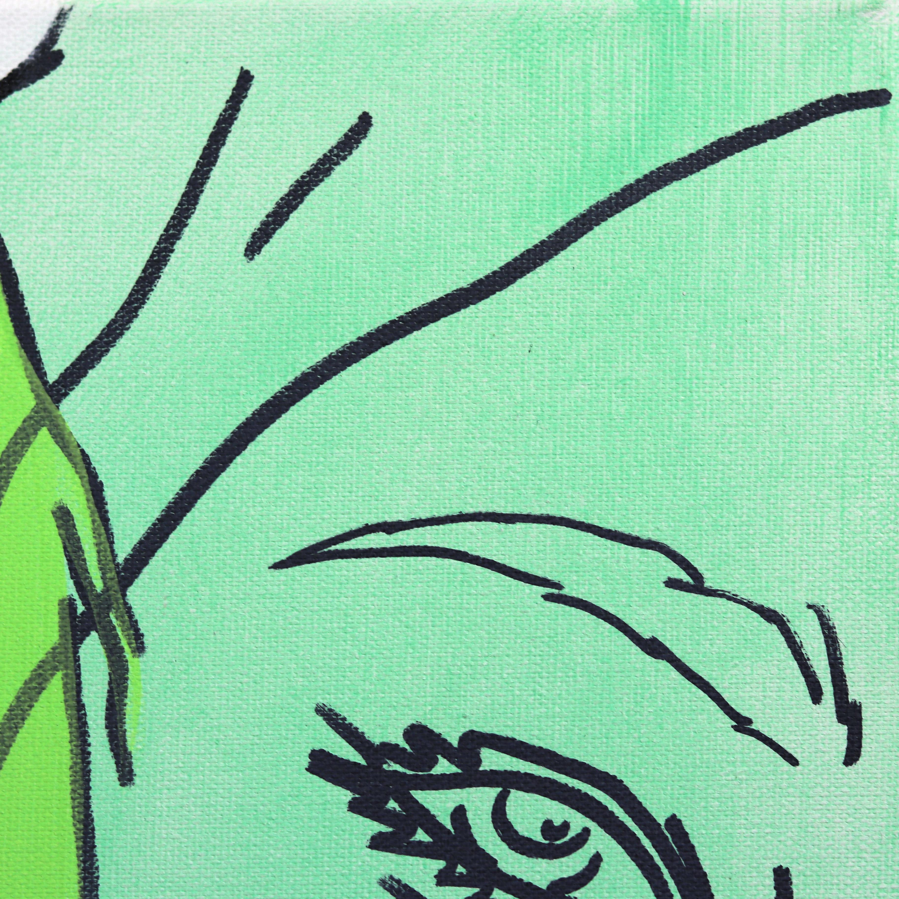 Untitled (Spring III) - Figurative Portrait Green and Aqua Woman Pop Art  For Sale 3