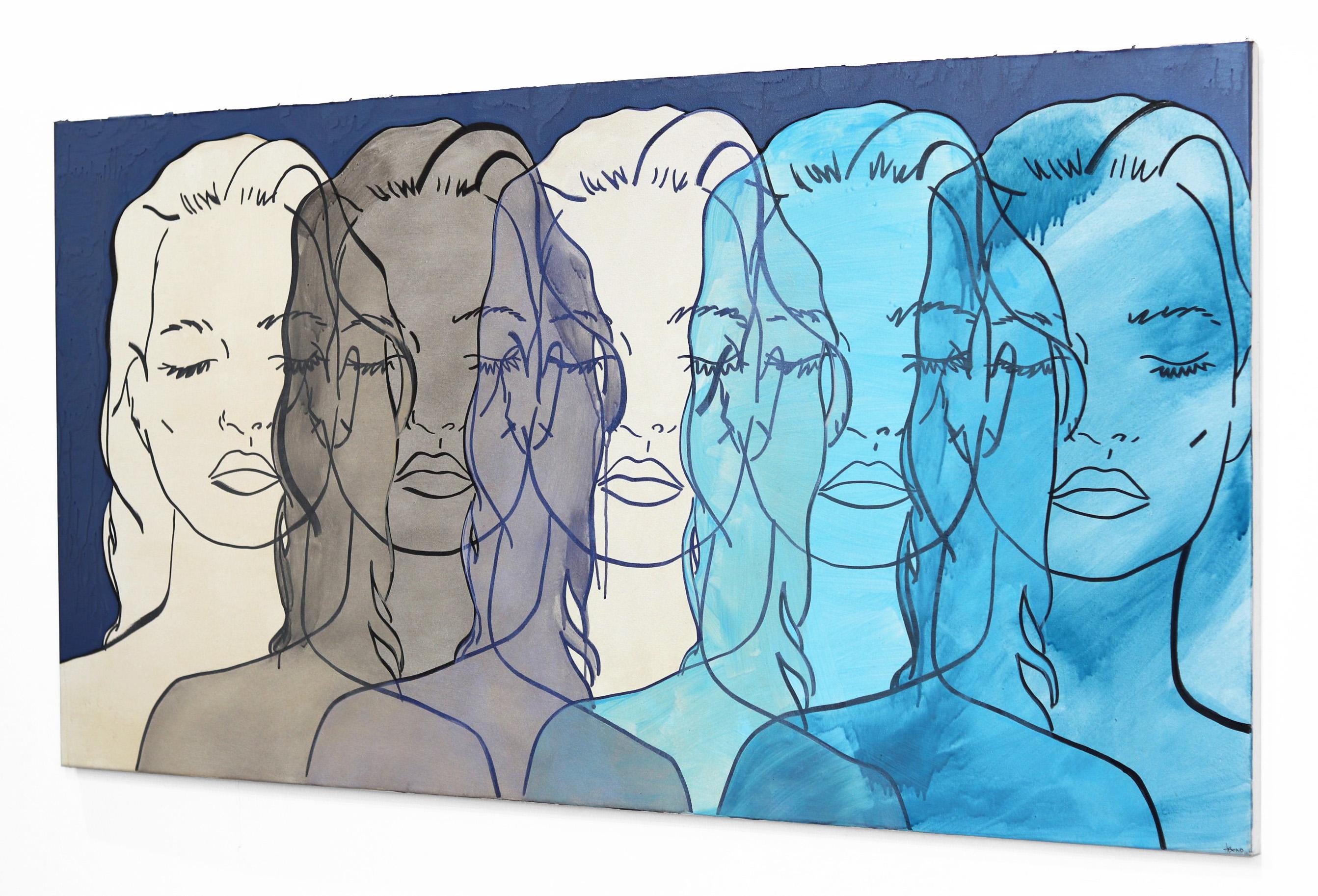 Sans titre (Blue Meditation I) - Portraits figuratifs de femmes bleues Pop Art  en vente 1