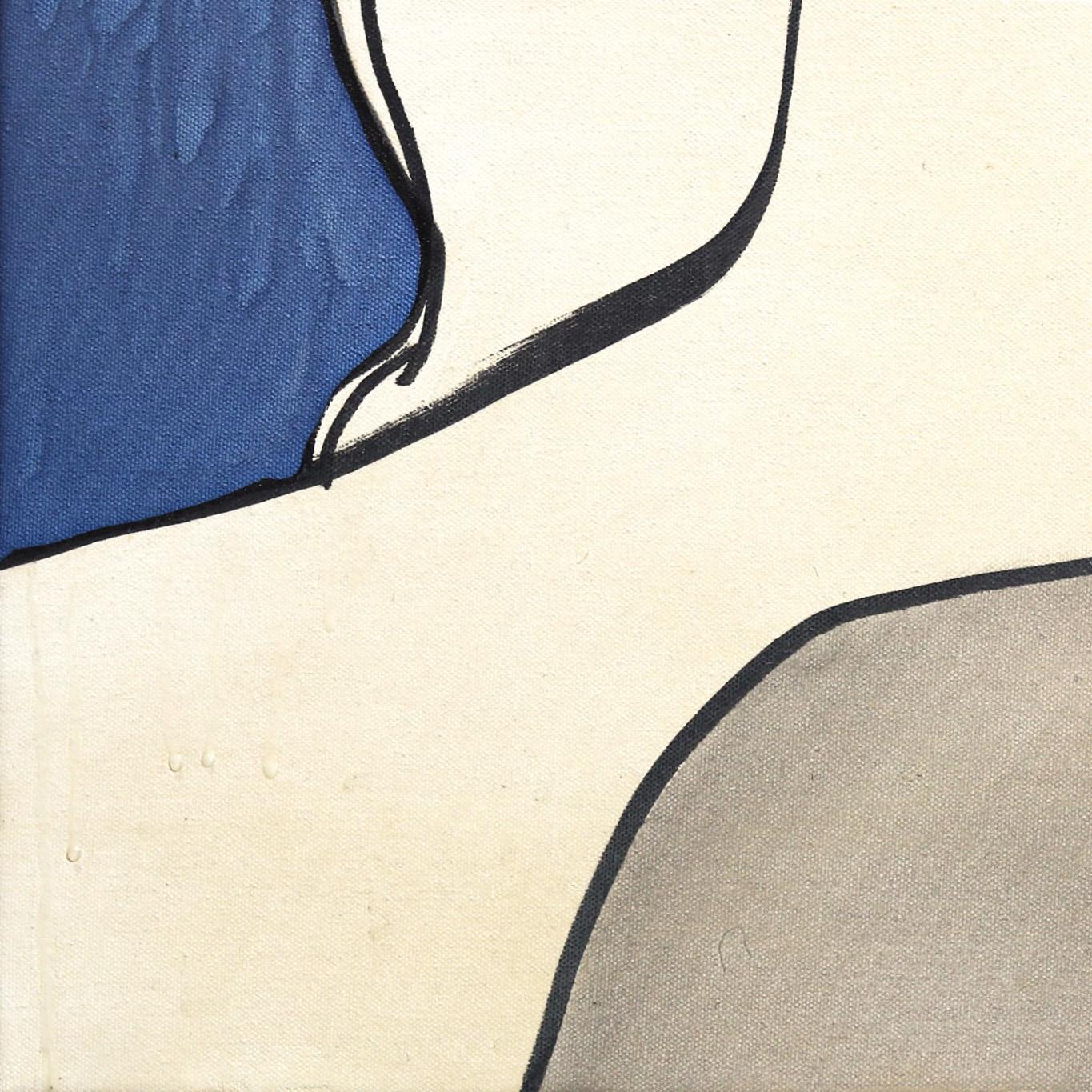 Untitled (Blue Meditation I) - Figurative Portrait Shades of Blue Woman Pop Art  For Sale 3
