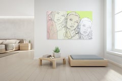 Untitled (Grün, Rosa, Elfenbein, Perle Kate) – Figuratives Porträt in Pastell, Pop Art