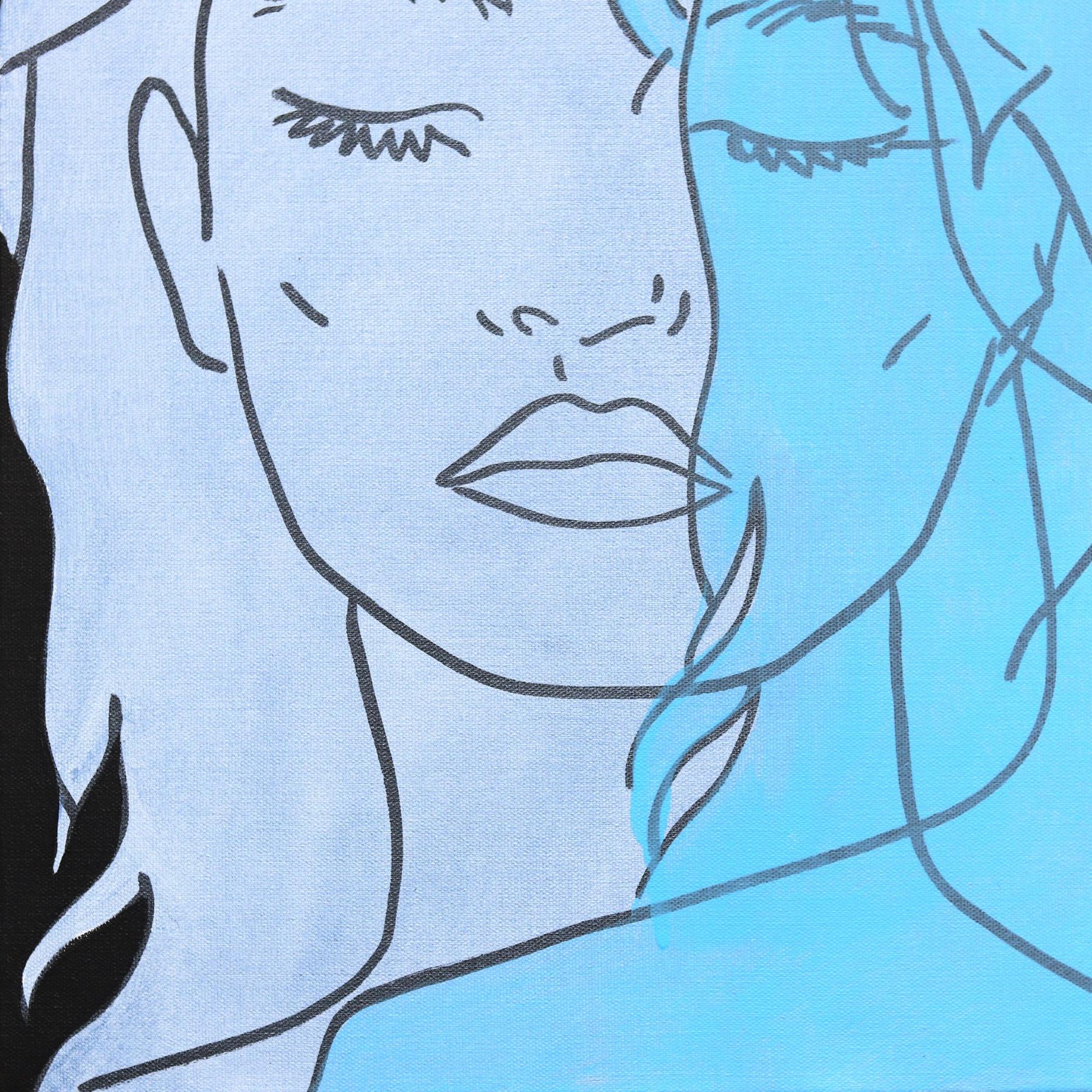 Senza titolo (Come un sogno II) - Ritratto figurativo Donna blu vibrante Pop Art in vendita 3