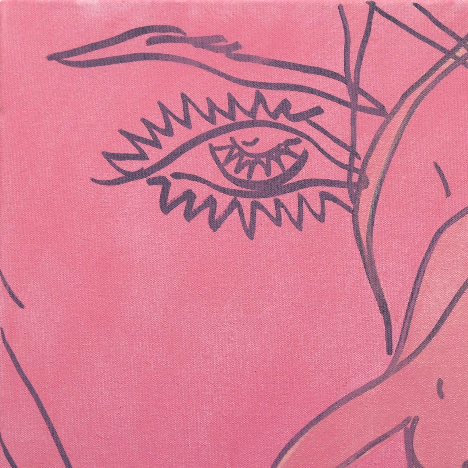 Untitled (Pink V) - Portrait figuratif de femme Pop Art - Rose Abstract Painting par Hilary Bond