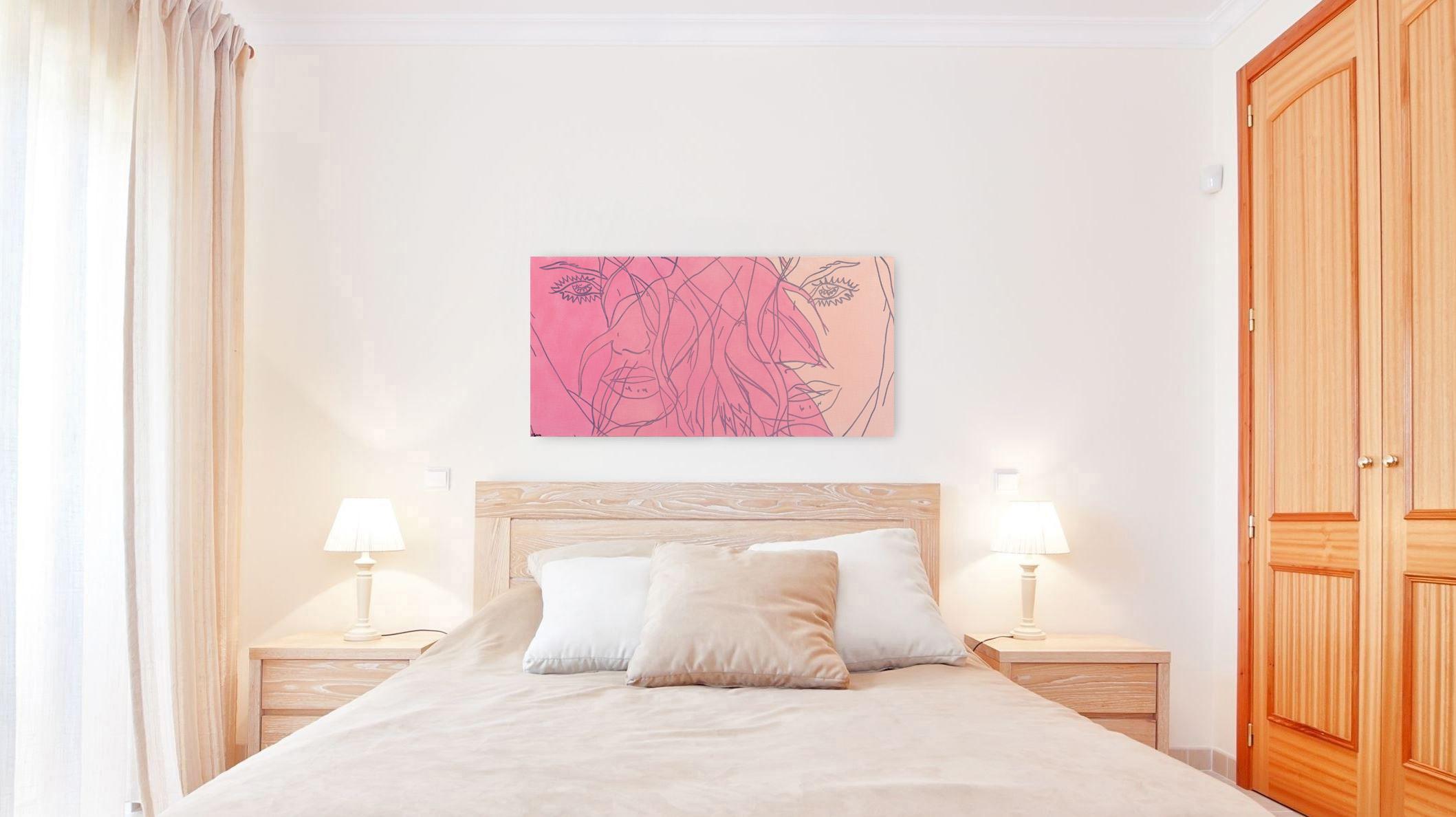 Untitled (Pink V) - Portrait figuratif de femme Pop Art en vente 2