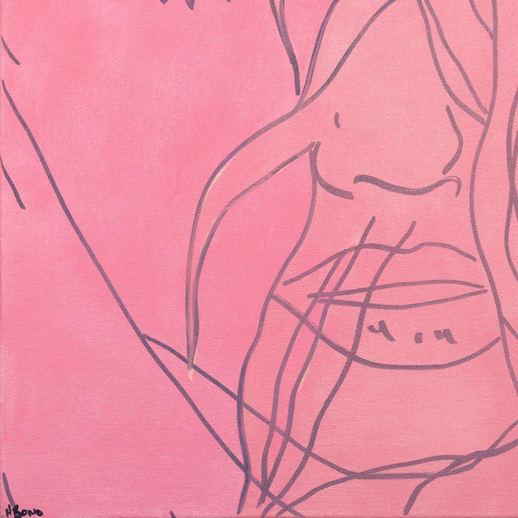 Untitled (Pink V) - Figurative Portrait Woman Pop Art Painting For Sale 2