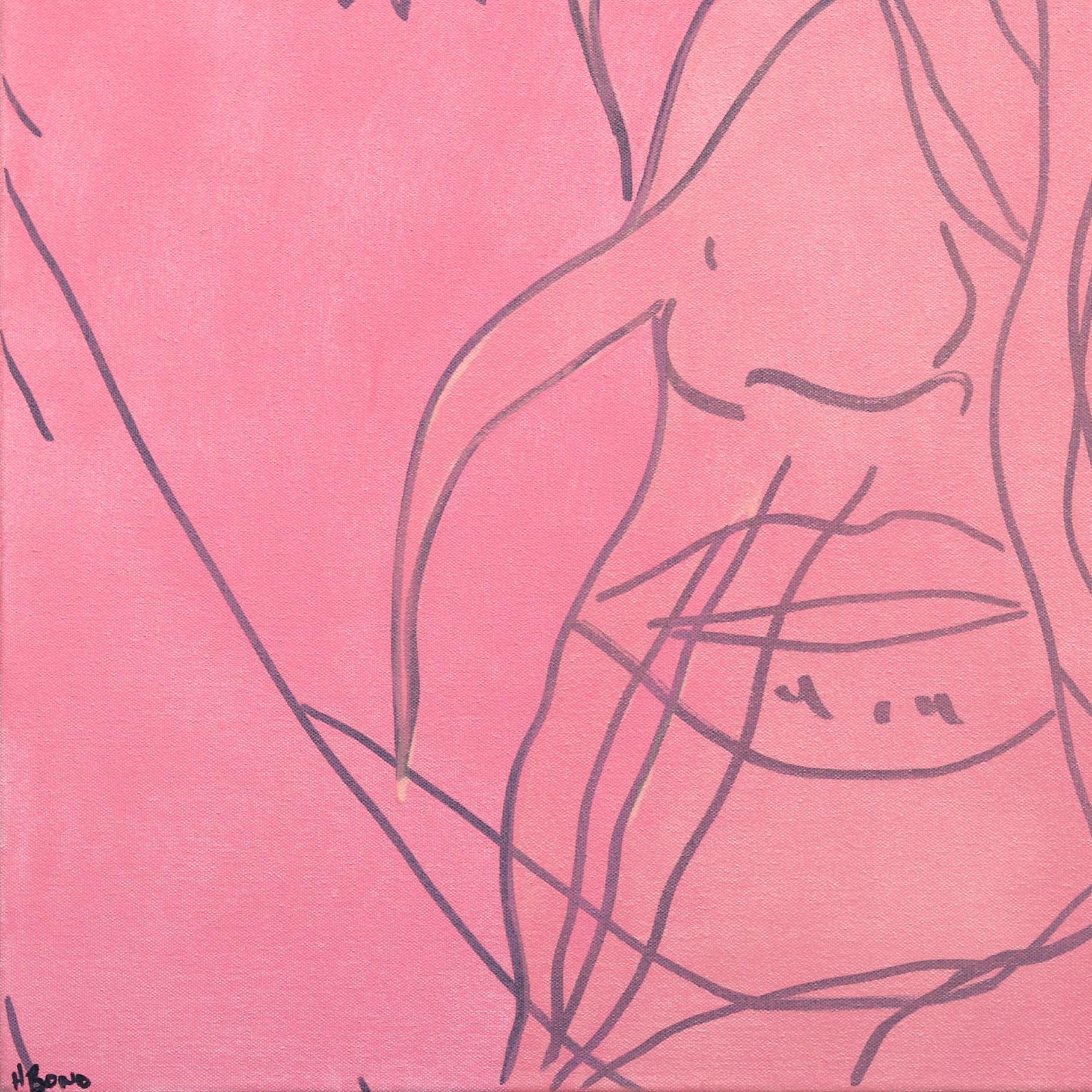 Sin título (Rosa V) - Retrato Figurativo Mujer Pintura Pop Art en venta 3
