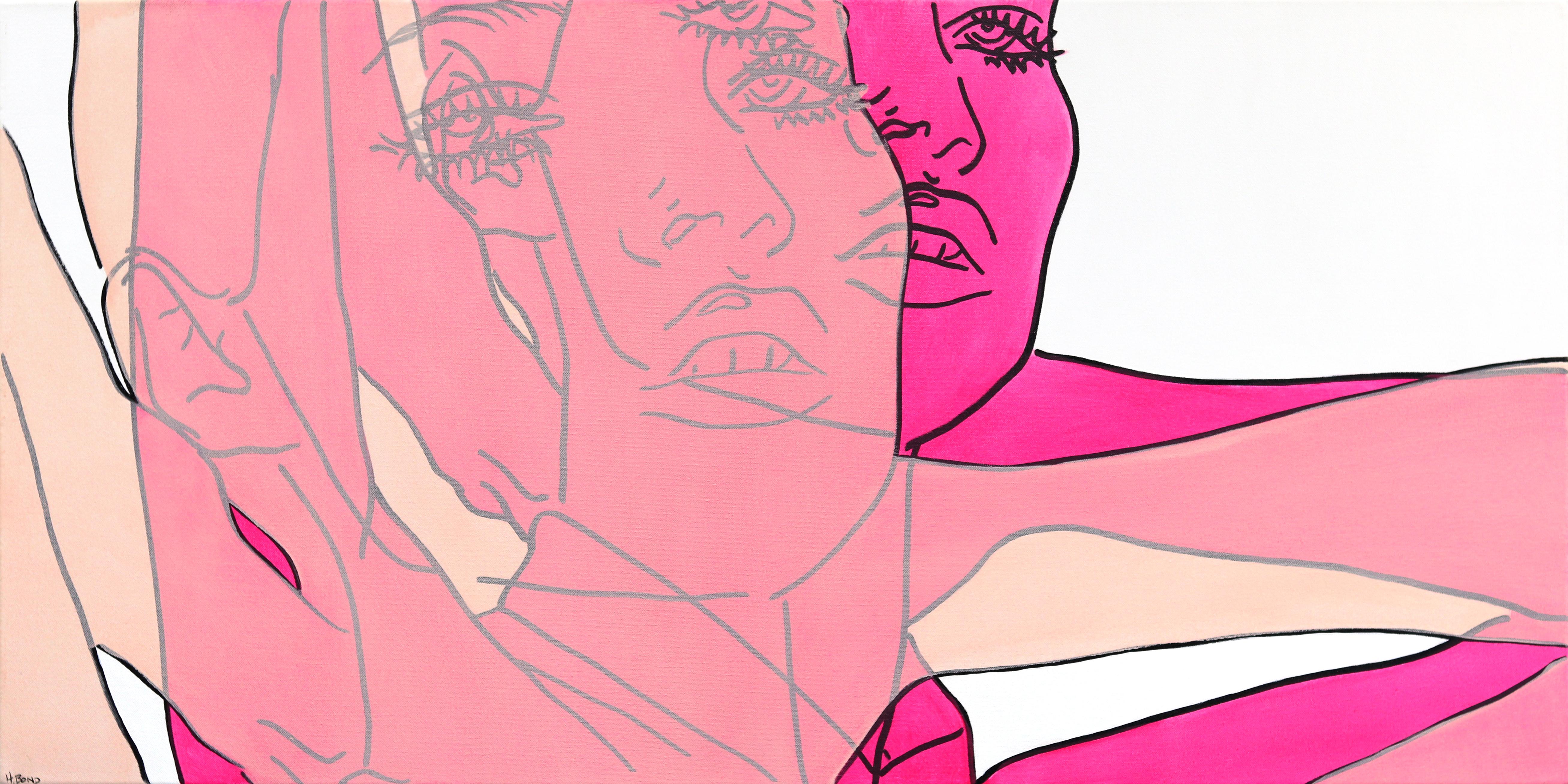 Hilary Bond Abstract Painting - Untitled (Pinks XVI)  - Figurative Portrait Woman Pop Art Painting