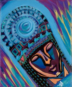 "Lamento del cielo" Pop Art figurativa in acrilico su tela