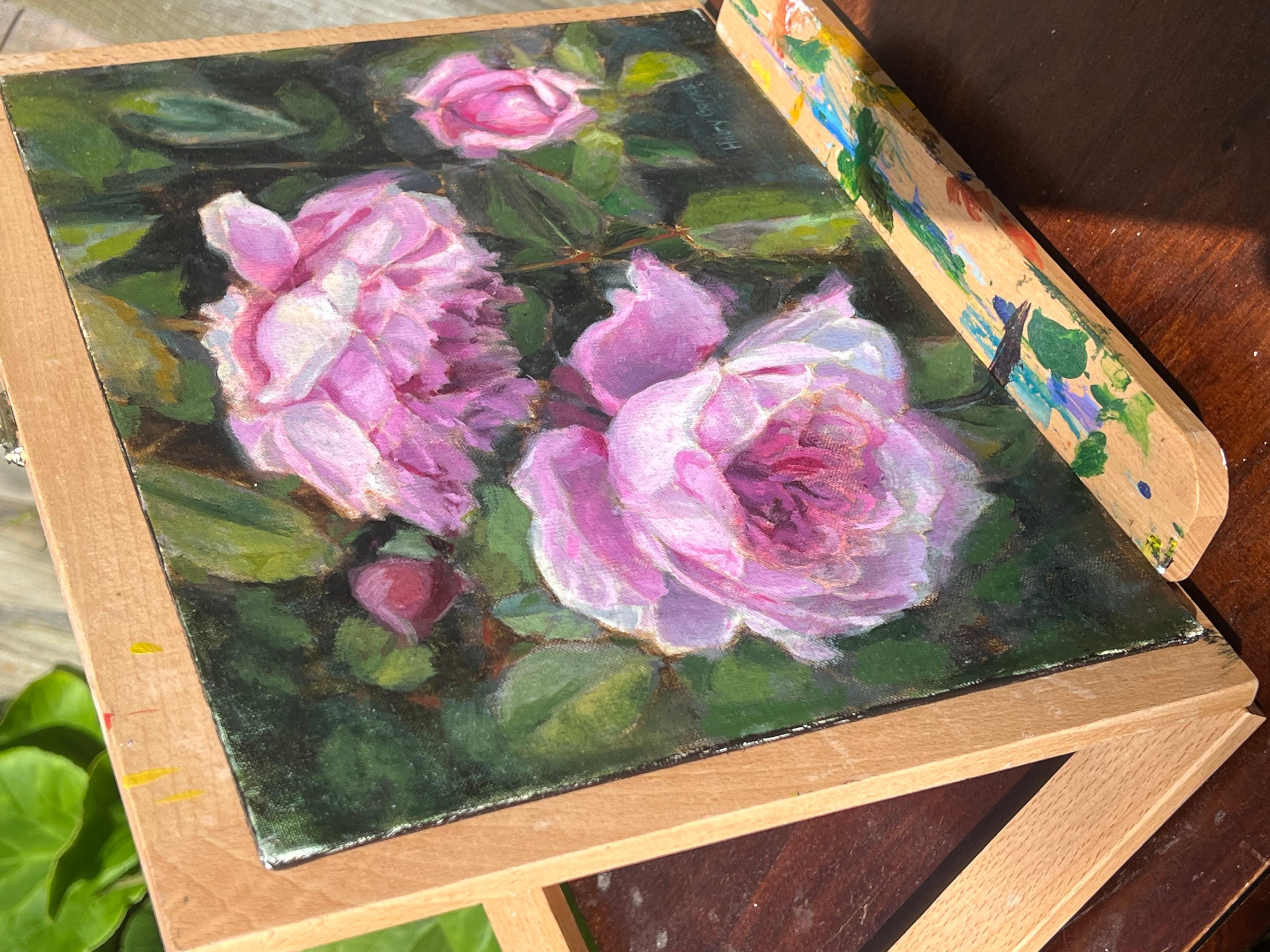 Fiori rosa, Pittura a olio - Painting di Hilary Gomes