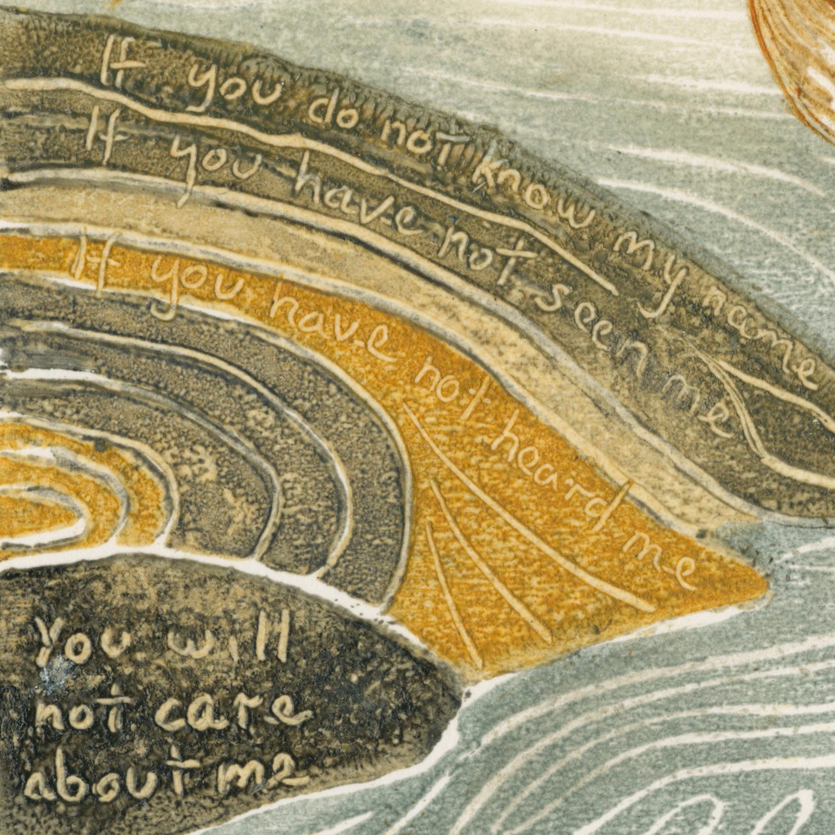 Curlew in the Estuary, aber für wie lange? (Ich bin geschwungen) – Print von Hilary Kington