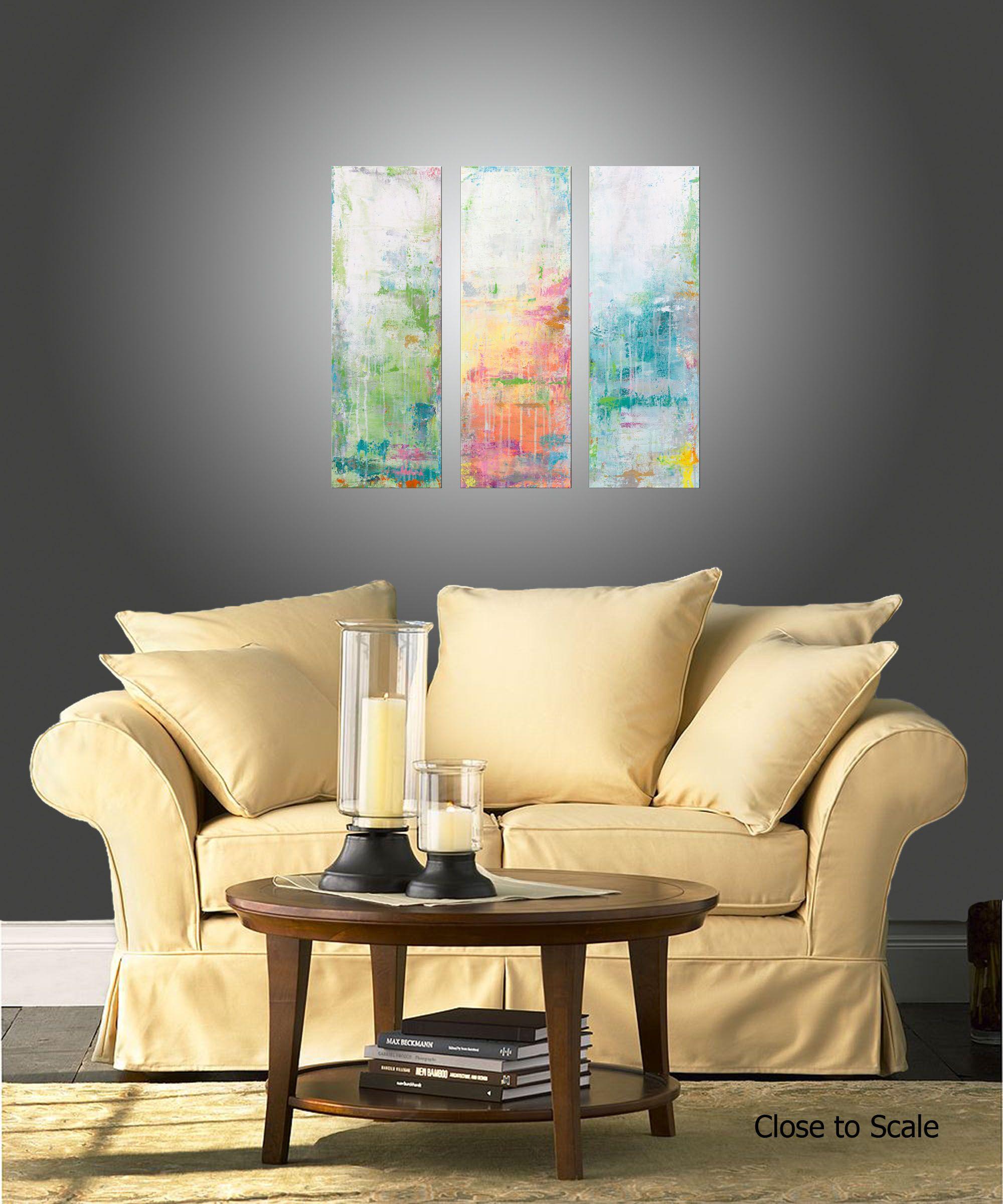 Asthenosphere 6 è un dipinto originale, realizzato con colori acrilici su una tela avvolta in una galleria. Ha una larghezza di 30 pollici e un'altezza di 30 pollici con una profondità di 1 pollice (30x30x1). Ci sono tre tele individuali da 10x30