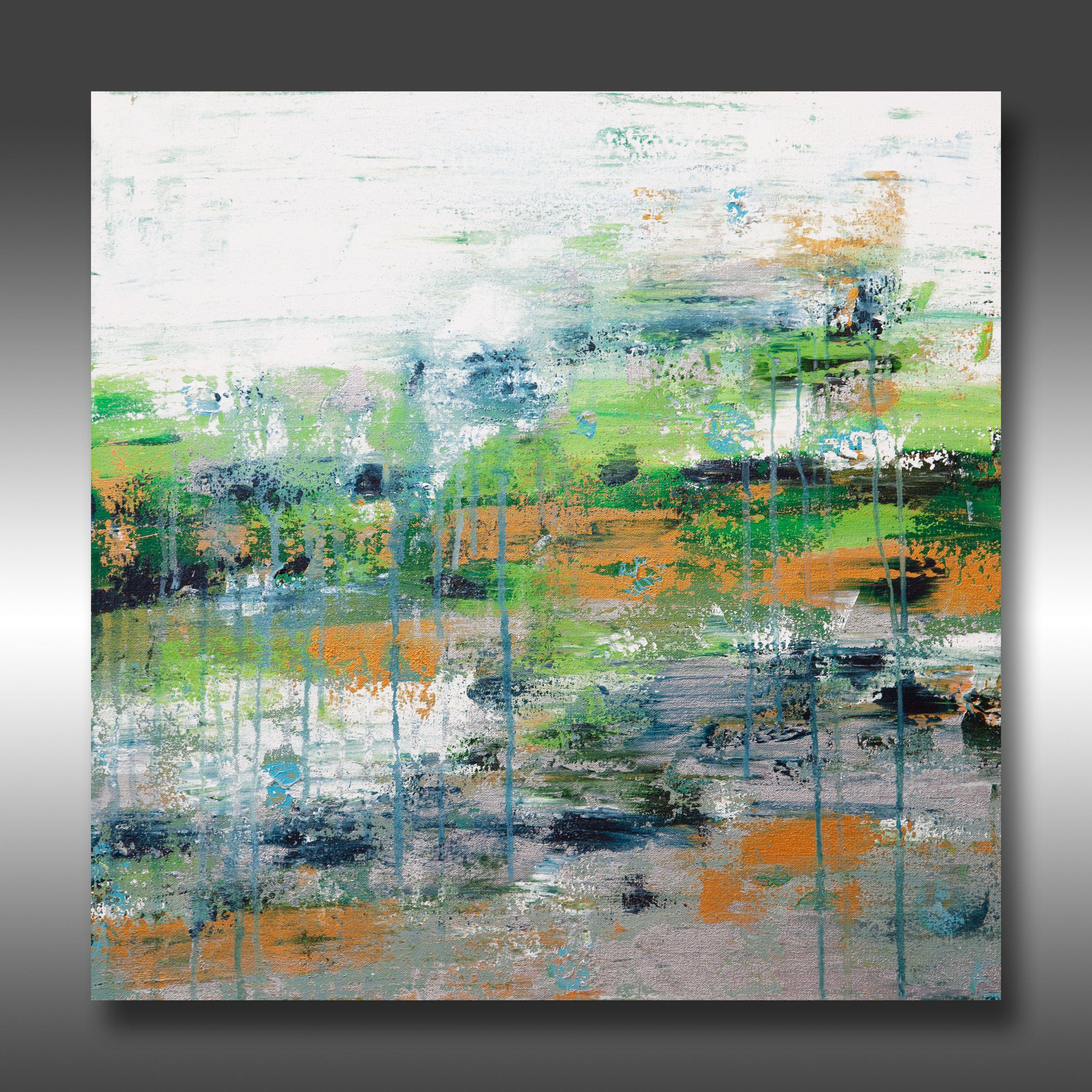 Asthenosphere 8, Pittura, Acrilico su tela - Abstract Painting Grigio di Hilary Winfield