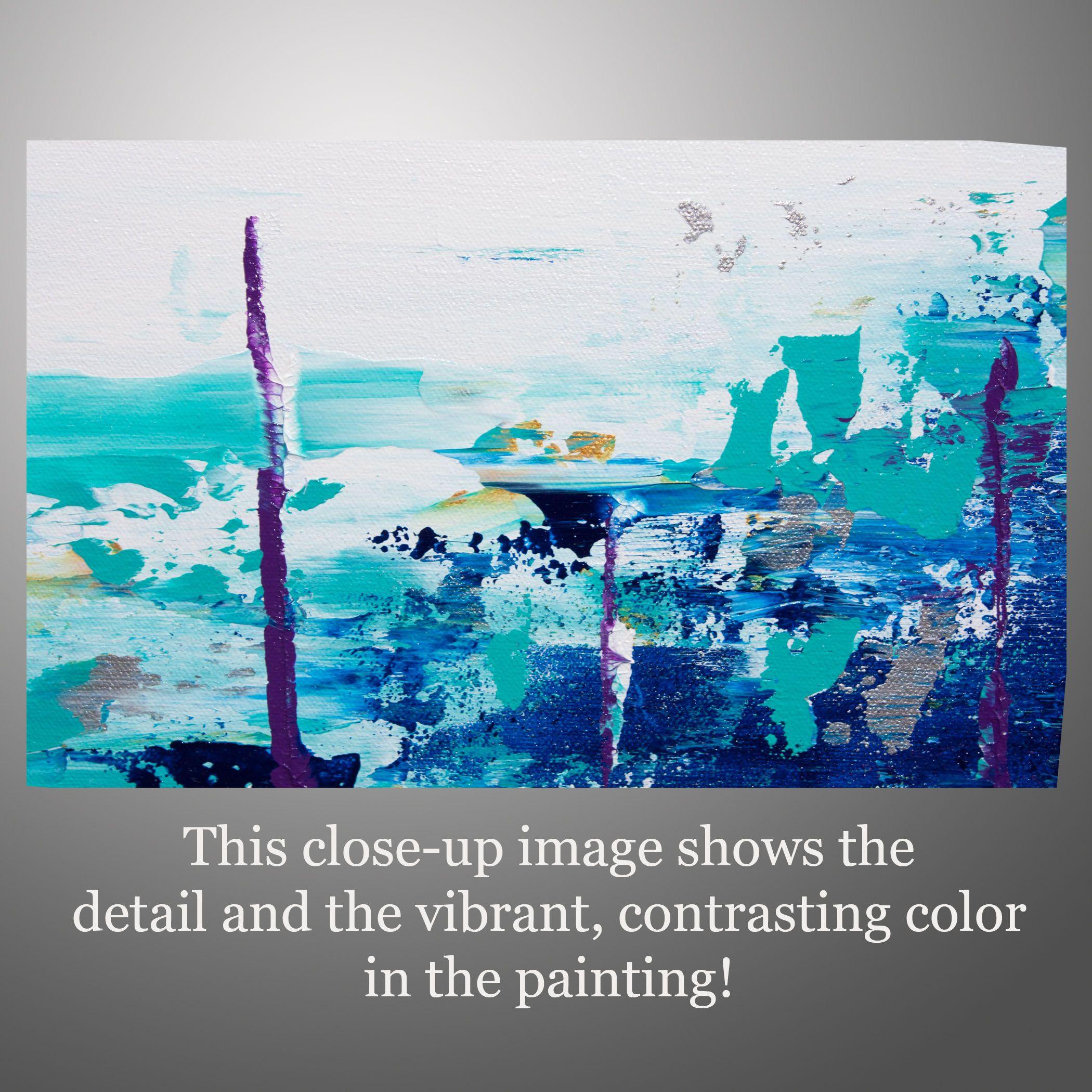 Blue Lake 11, Pittura, Acrilico su tela - Abstract Painting Grigio di Hilary Winfield