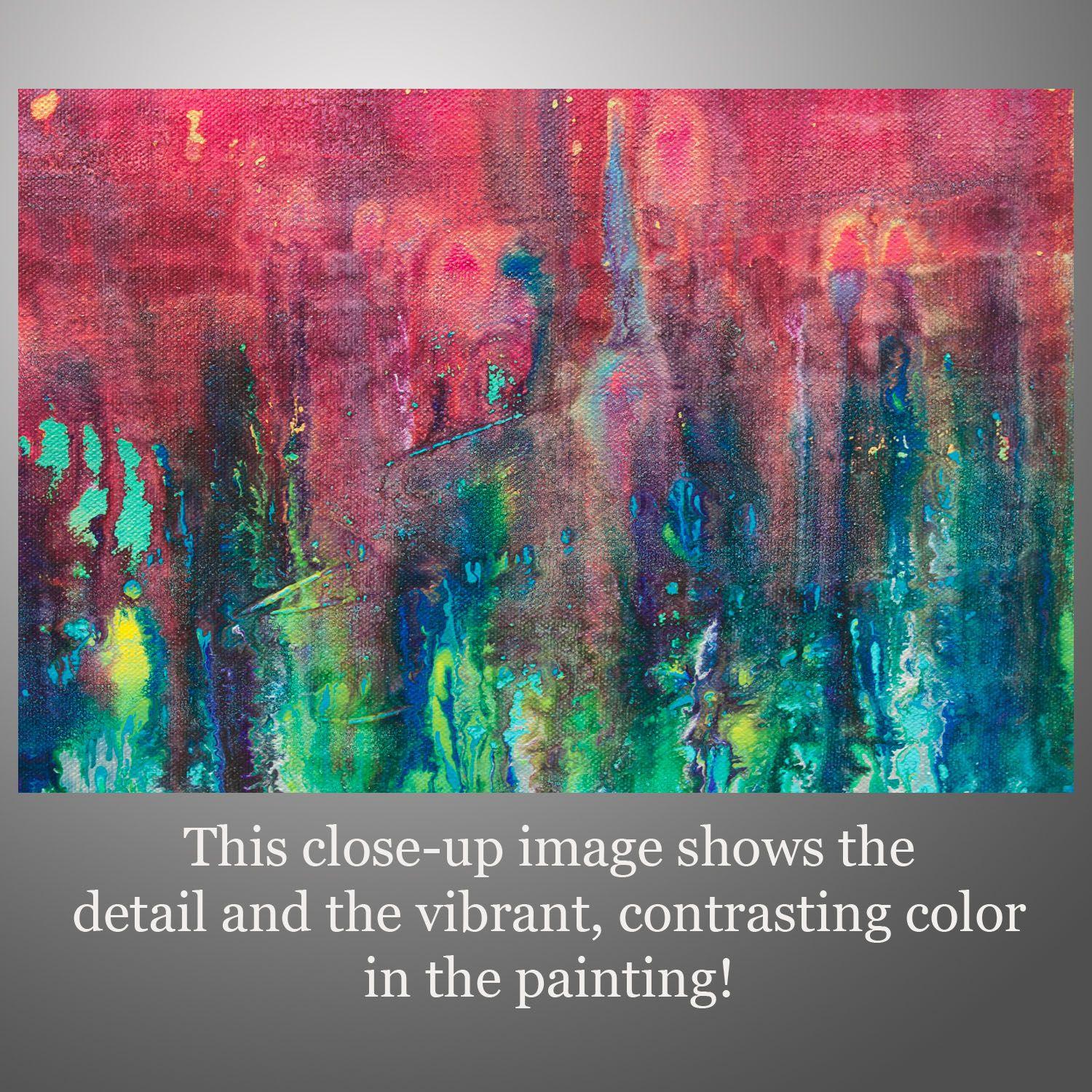 Cascata, Pittura, Acrilico su tela - Abstract Painting Blu di Hilary Winfield