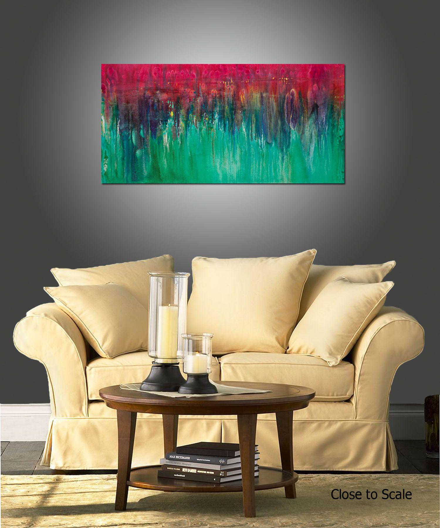 Cascading è un quadro originale di arte moderna della serie Liquid Industrial. Questo dipinto unico nel suo genere è stato realizzato con colori acrilici su una tela avvolta in una galleria. Ha una larghezza di 48 pollici e un'altezza di 24 pollici