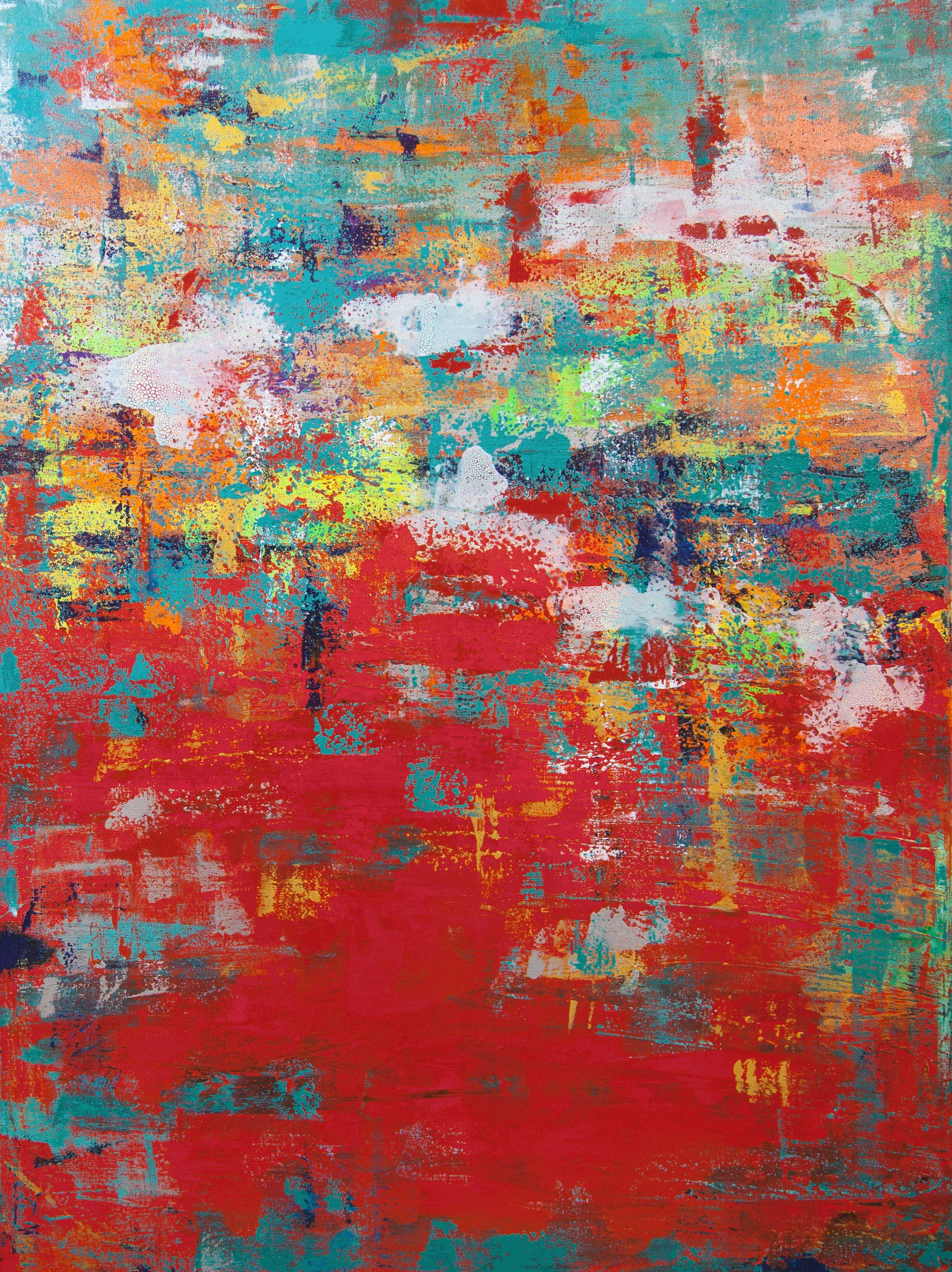 Abstract Painting di Hilary Winfield - Pensiero complesso, Pittura, Acrilico su tela