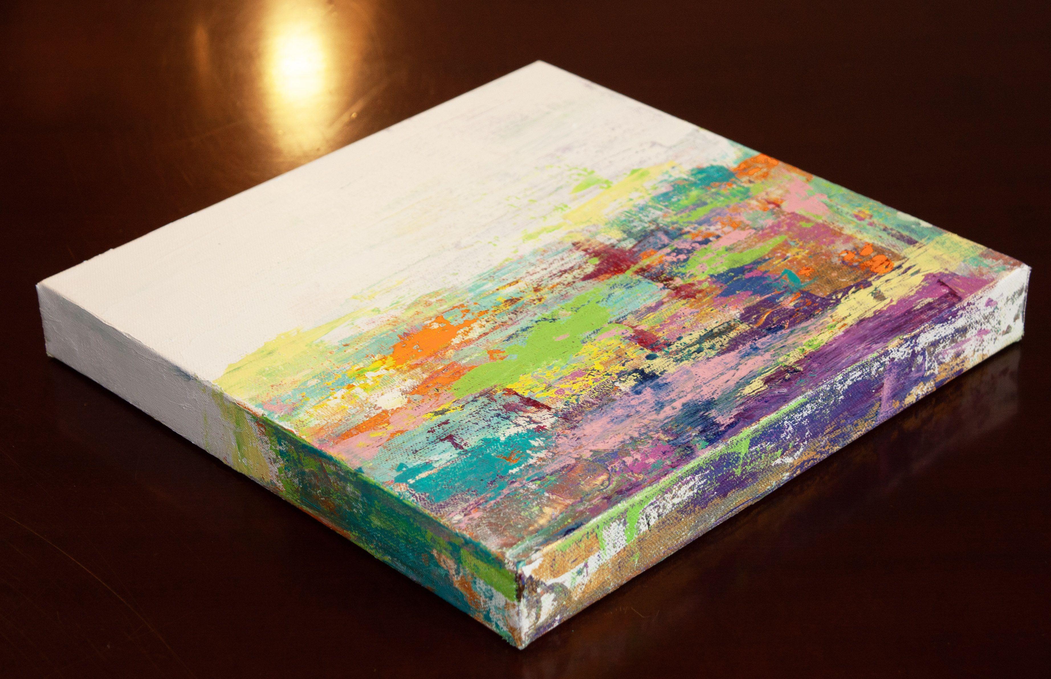 Marco de referencia 1 es un cuadro original, creado con pintura acrílica sobre lienzo envuelto en una galería. Tiene una anchura de 12 pulgadas y una altura de 12 pulgadas con una profundidad de 1,5 pulgadas (12x12x1,5).    Los colores utilizados en