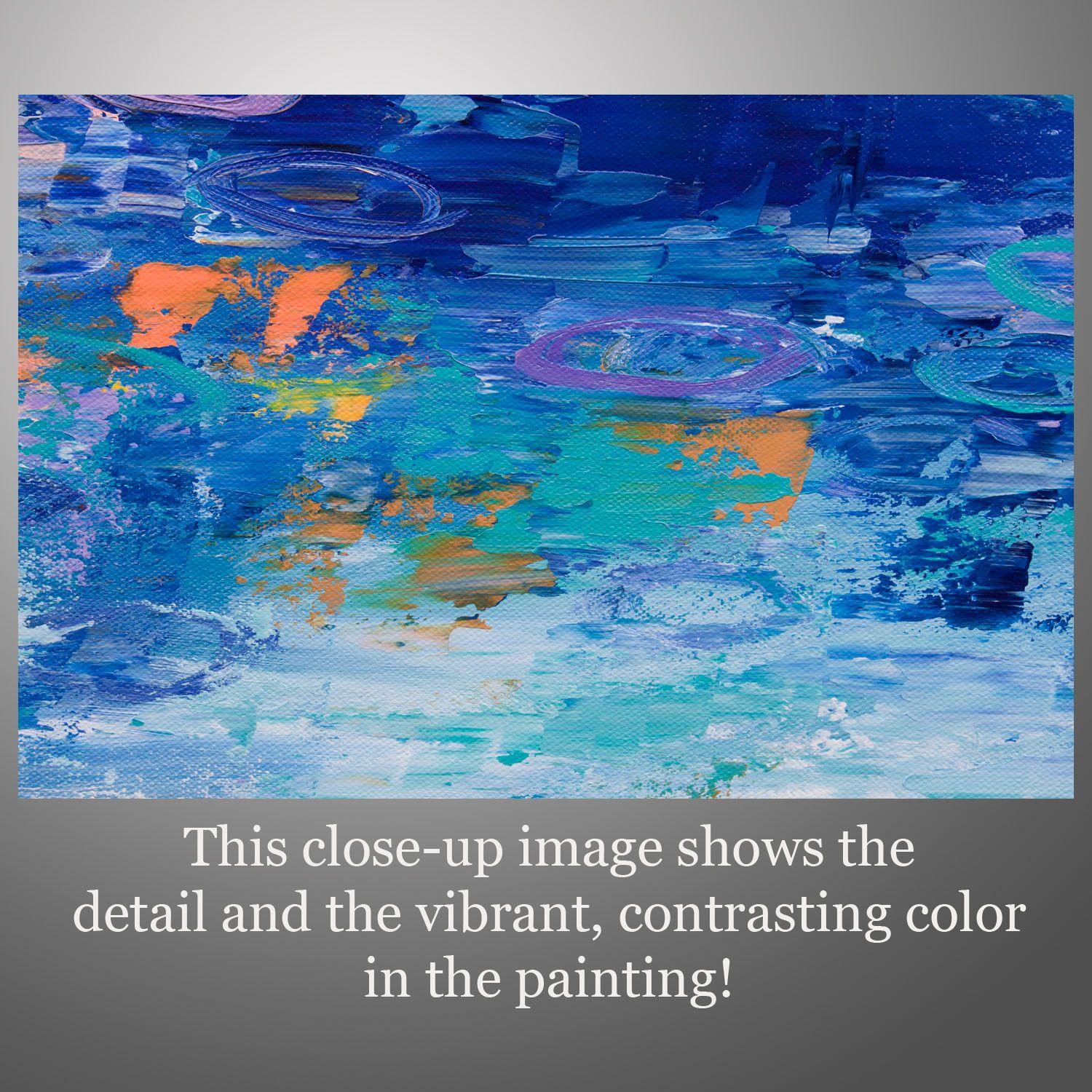 Seerosenteich 1, Gemälde, Acryl auf Leinwand (Blau), Abstract Painting, von Hilary Winfield