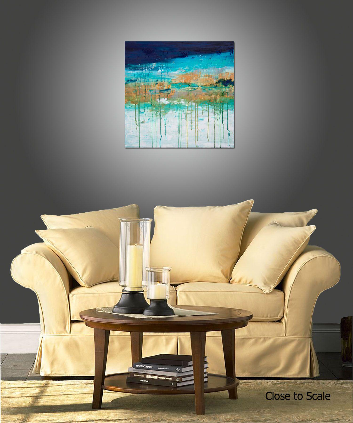 Lithographie 151, Gemälde, Acryl auf Leinwand (Blau), Abstract Painting, von Hilary Winfield