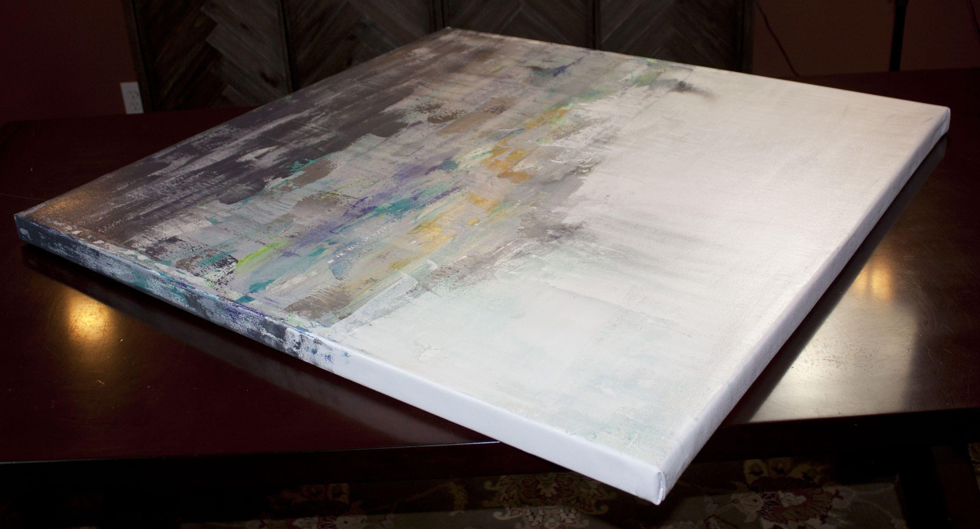 Lithosphere 201, Gemälde, Acryl auf Leinwand (Grau), Abstract Painting, von Hilary Winfield