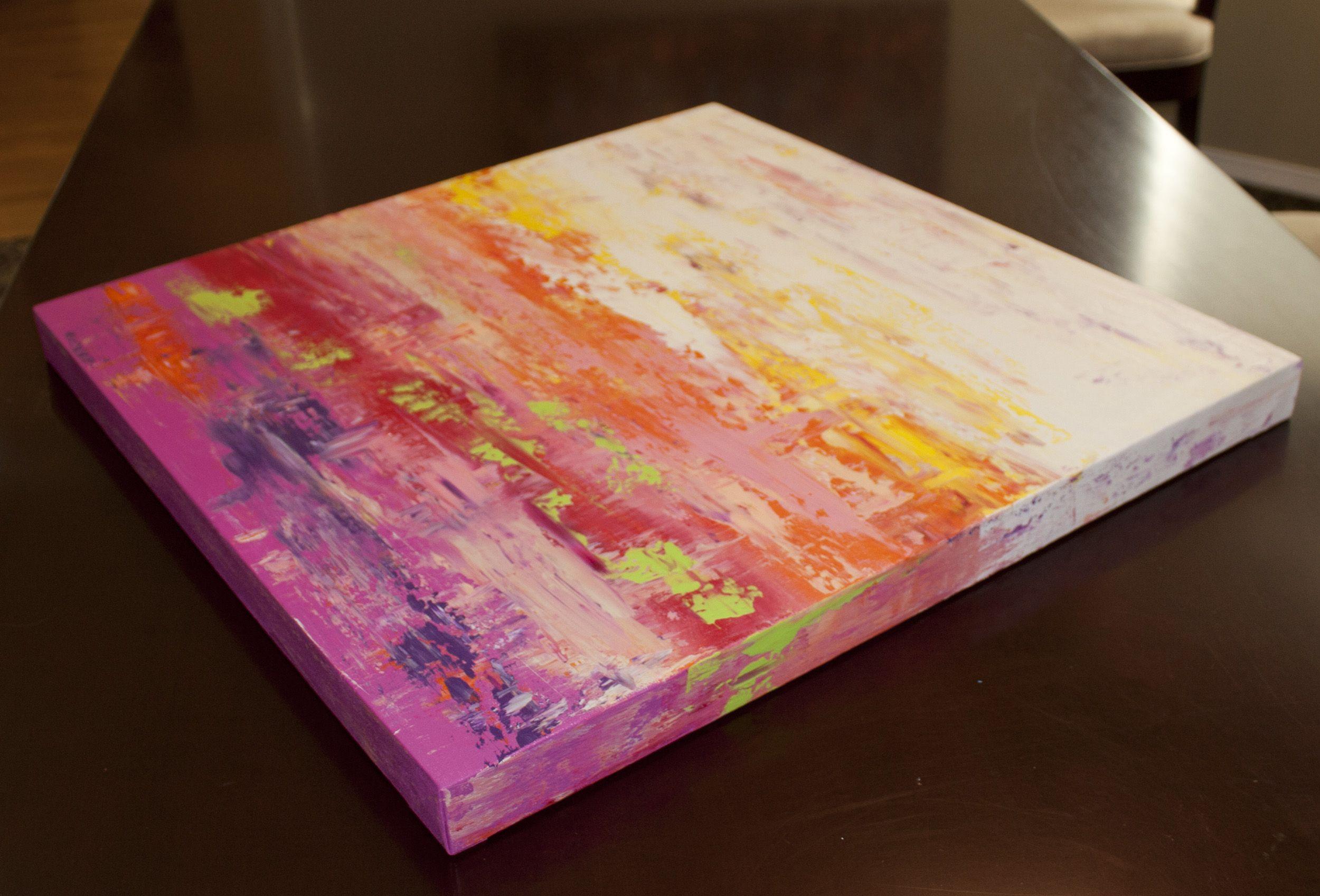 Modern Industry 39, Pittura, Acrilico su tela - Abstract Painting Arancia di Hilary Winfield