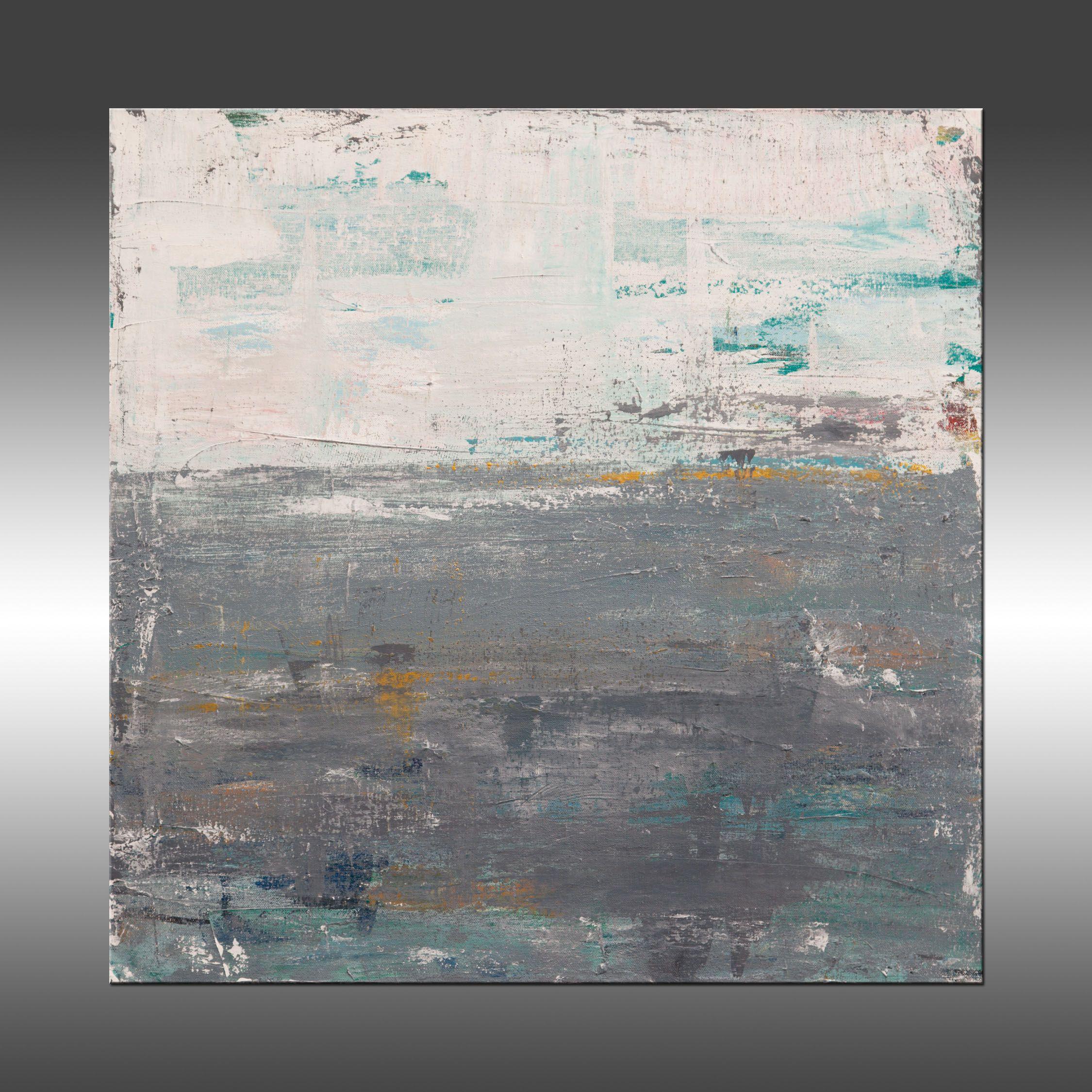 Modern Industrial 45 is an original painting, created with acrylic paint on gallery-wrapped canvas. It has a width of 24 inches and a height of 24 inches with a depth of 1.5 inches (24x24x1.5).    The colors used in the painting are white, gray,