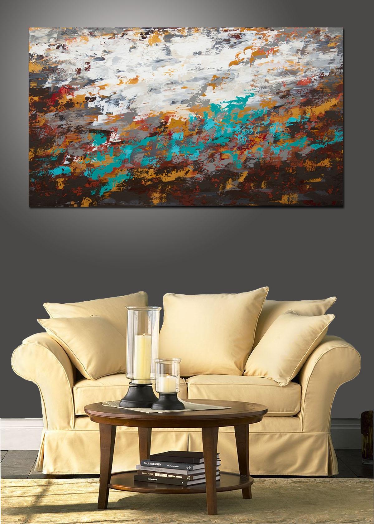 Modern Industrial 7 is an original, modern art painting from the Expressionism series. This one-of-a-kind painting was created with acrylic paint on gallery-wrapped Genie collapsible canvas. This large painting has a width of 60 inches and a height