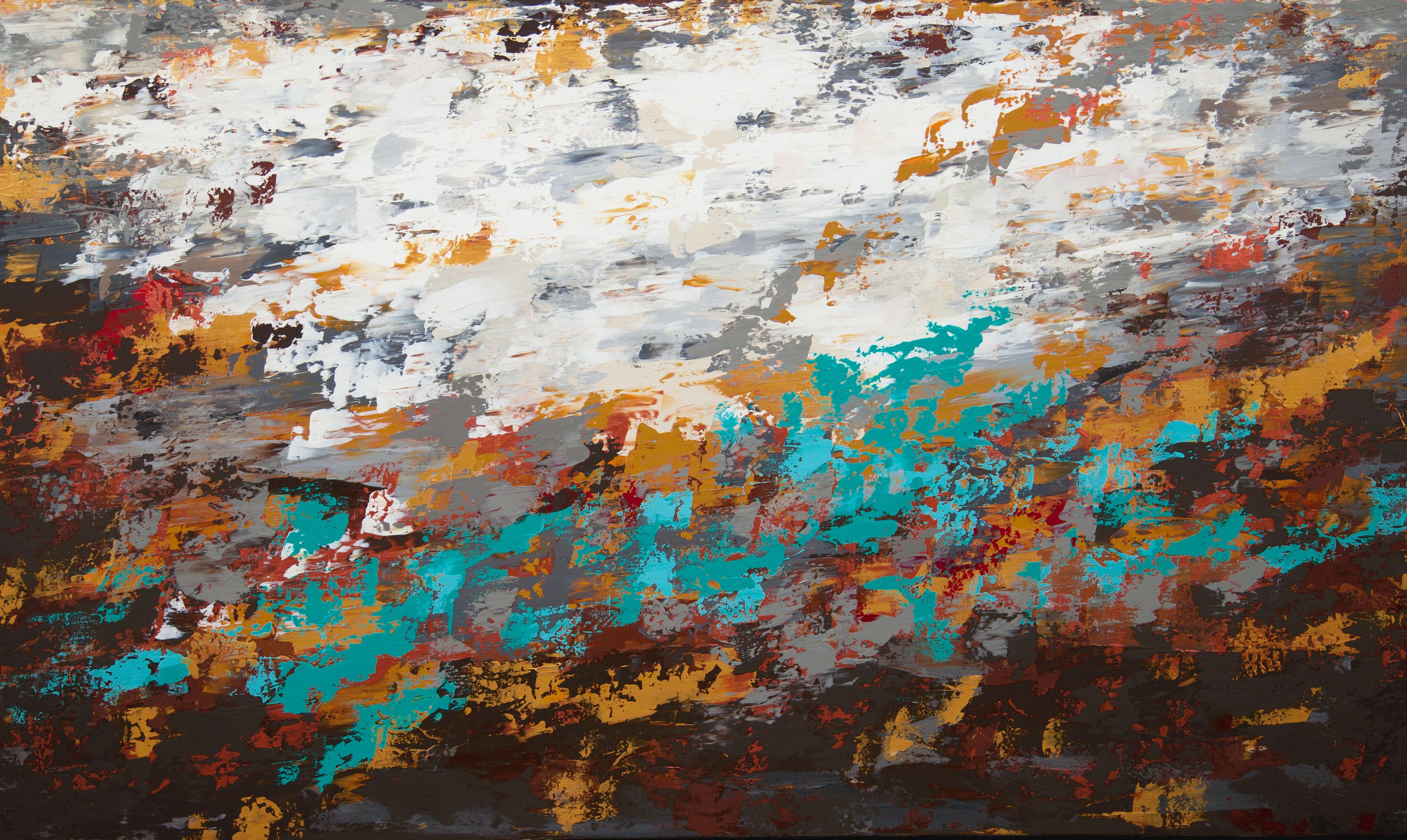 Abstract Painting de Hilary Winfield - Modern Industry 7, Pintura, Acrílico sobre lienzo