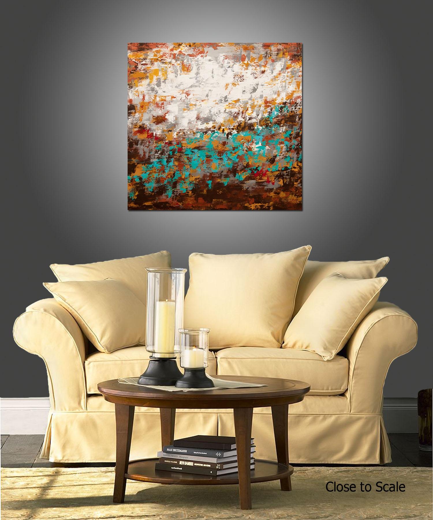 Modern Industrial 9 is an original, modern art painting from the Modern Industrial series. This one-of-a-kind painting was created with acrylic paint on gallery-wrapped canvas. It has a width of 36 inches and a height of 36 inches with a depth of 1