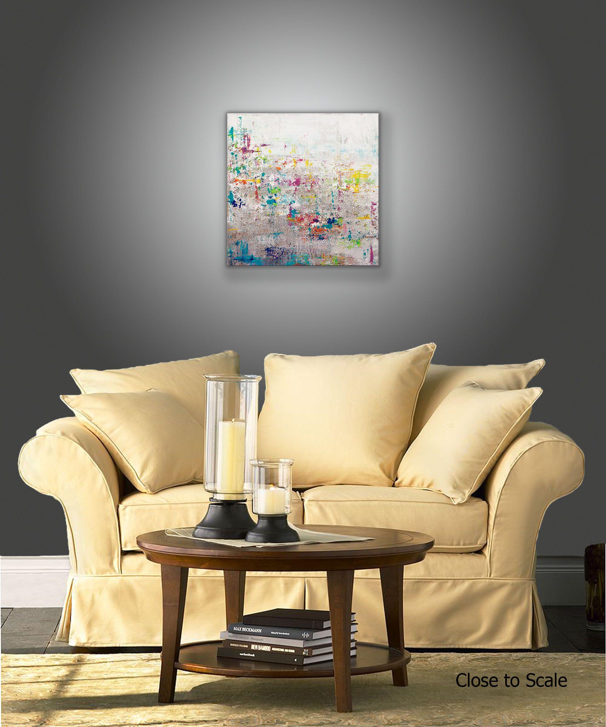 North Harbor 10 ist ein Originalgemälde, das mit Acrylfarbe auf galerieumwickelter Leinwand gemalt wurde. Es hat eine Breite von 24 Zoll und eine Höhe von 24 Zoll mit einer Tiefe von 1,5 Zoll (24x24x1,5).    Die Farben des Gemäldes sind weiß,