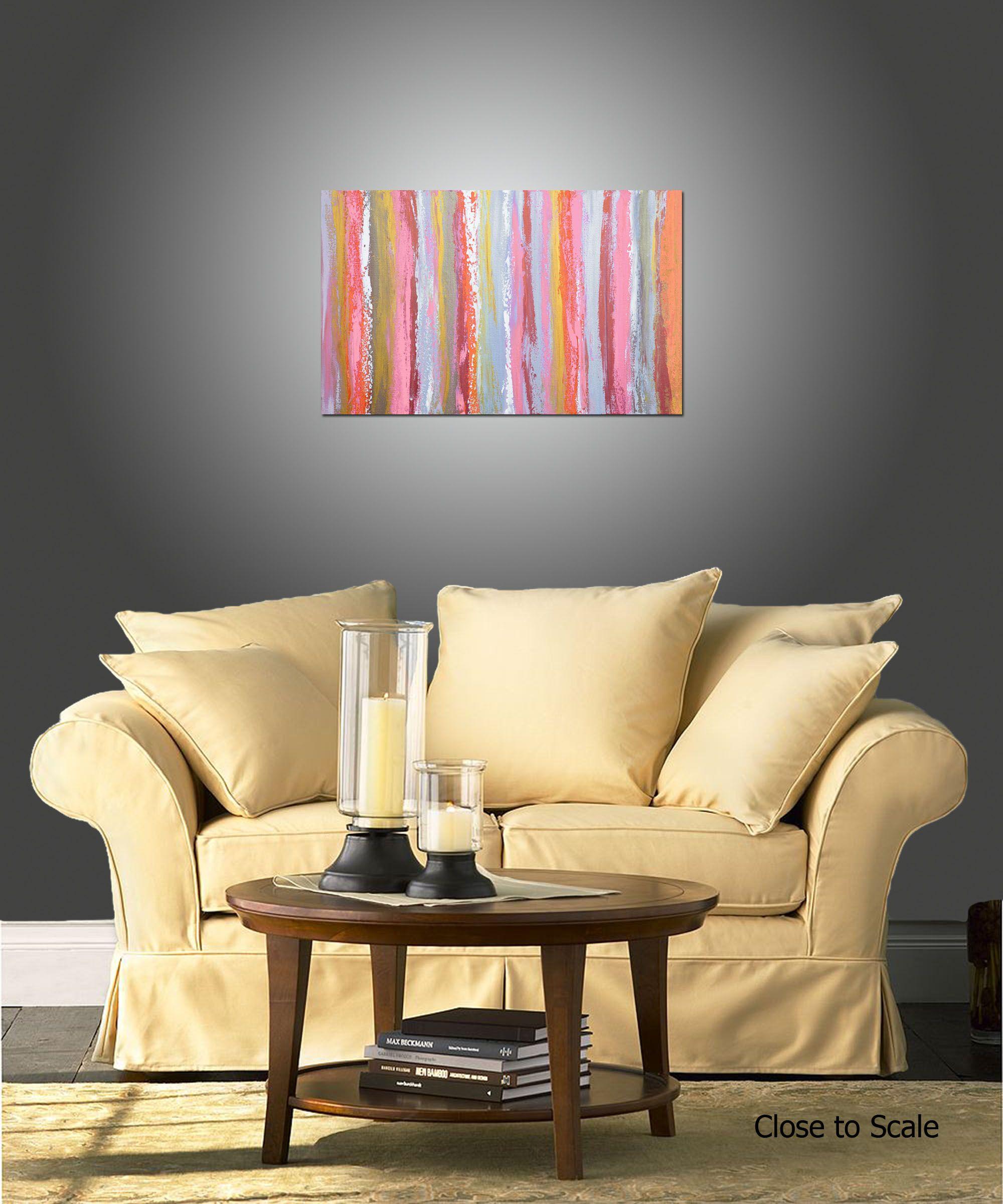 Pink & Metal 2, Painting, Acrylic on Canvas For Sale 1