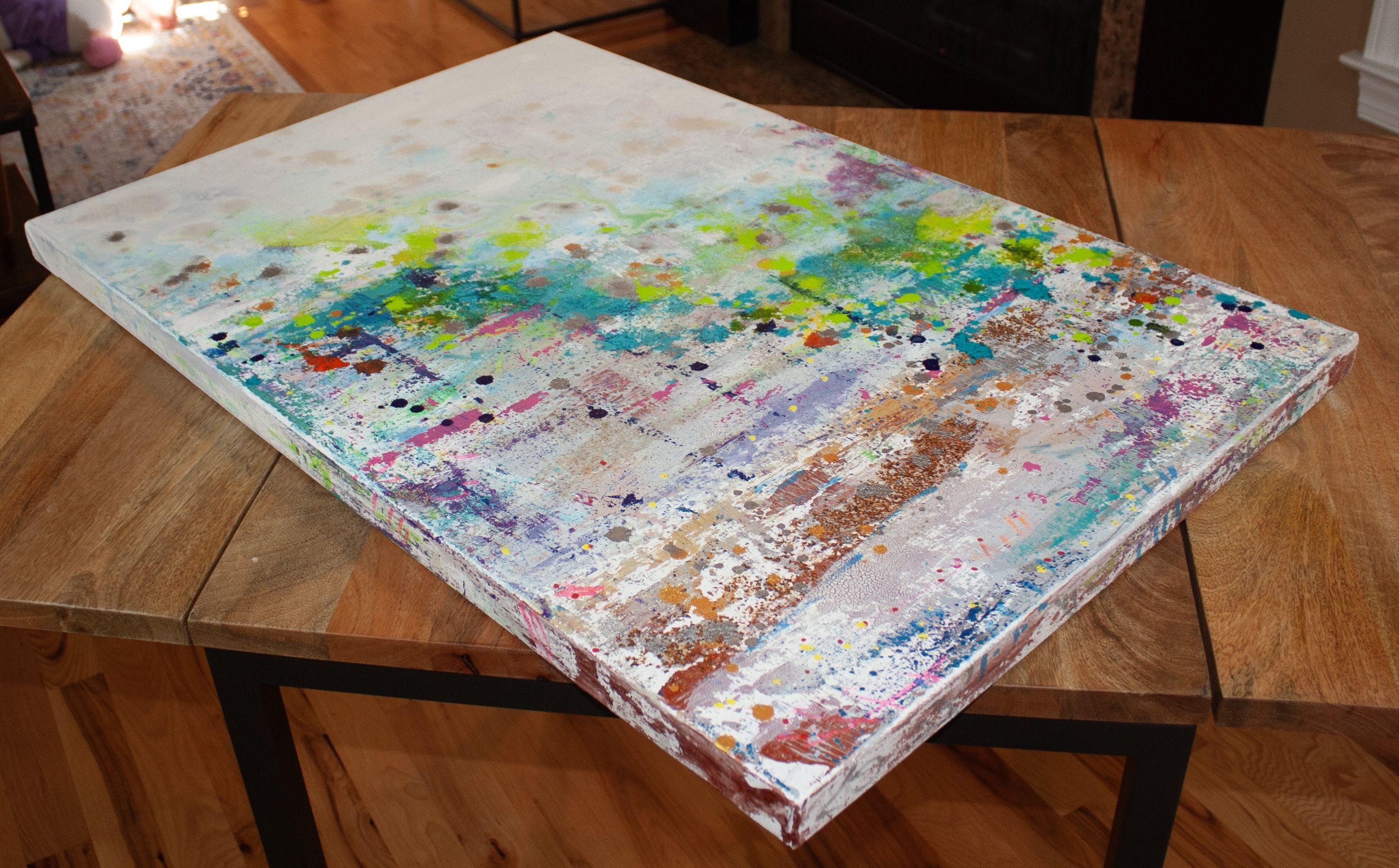 Renewed Energy, Malerei, Acryl auf Leinwand (Grau), Abstract Painting, von Hilary Winfield