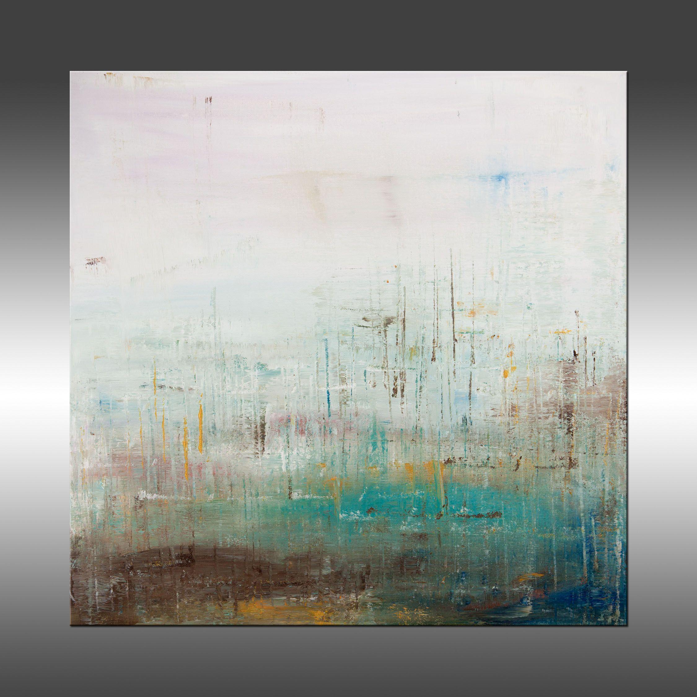 Salt Marsh is an original painting, created with acrylic paint on gallery-wrapped canvas. It has a width of 24 inches and a height of 24 inches with a depth of 1.5 inches (24x24x1.5).    The colors used in the painting are white, brown, blue, teal,